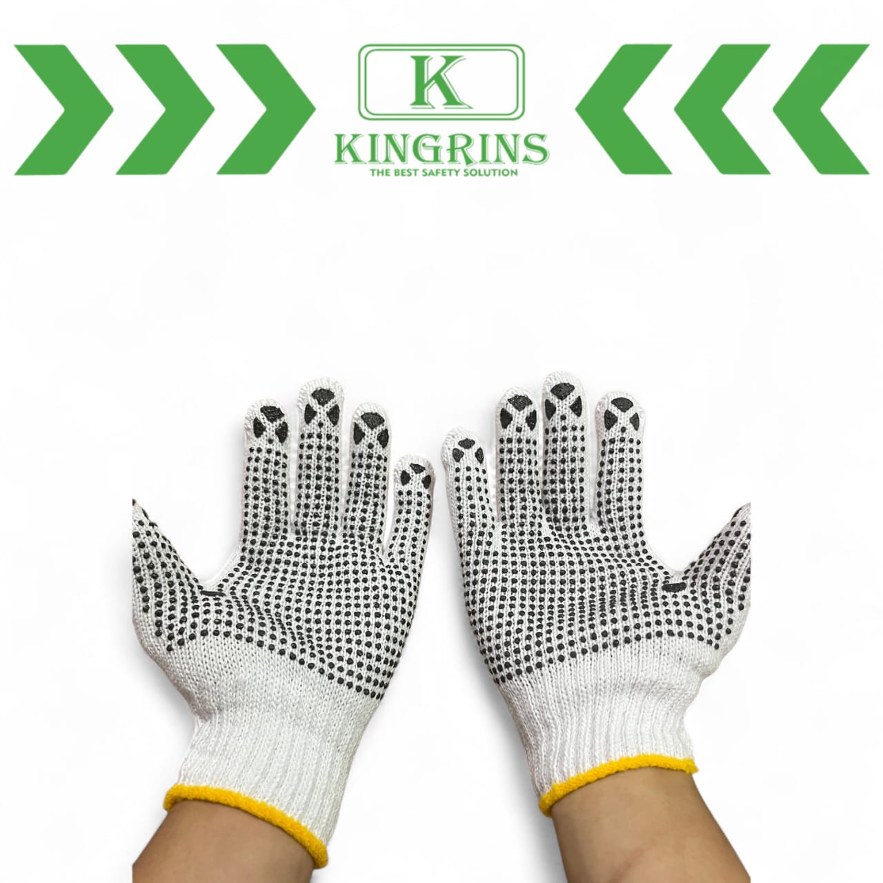 KINGRINS - Sarung Tangan Katun Bintik Hitam / Sarung Tangan Benang Putih Bintik Hitam