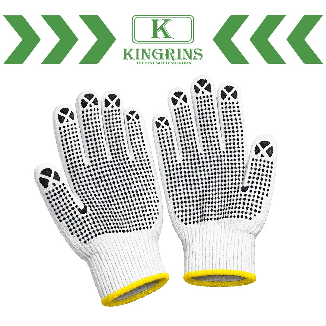 KINGRINS - Sarung Tangan Katun Bintik Hitam / Sarung Tangan Benang Putih Bintik Hitam