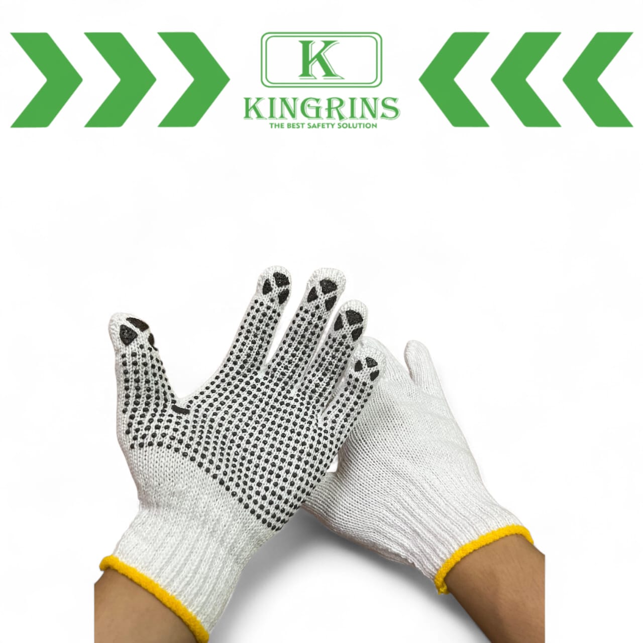 KINGRINS - Sarung Tangan Katun Bintik Hitam / Sarung Tangan Benang Putih Bintik Hitam