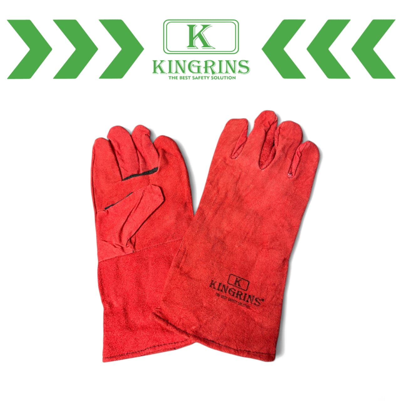 KINGRINS - Sarung Tangan Las Kulit Asli Warna Merah