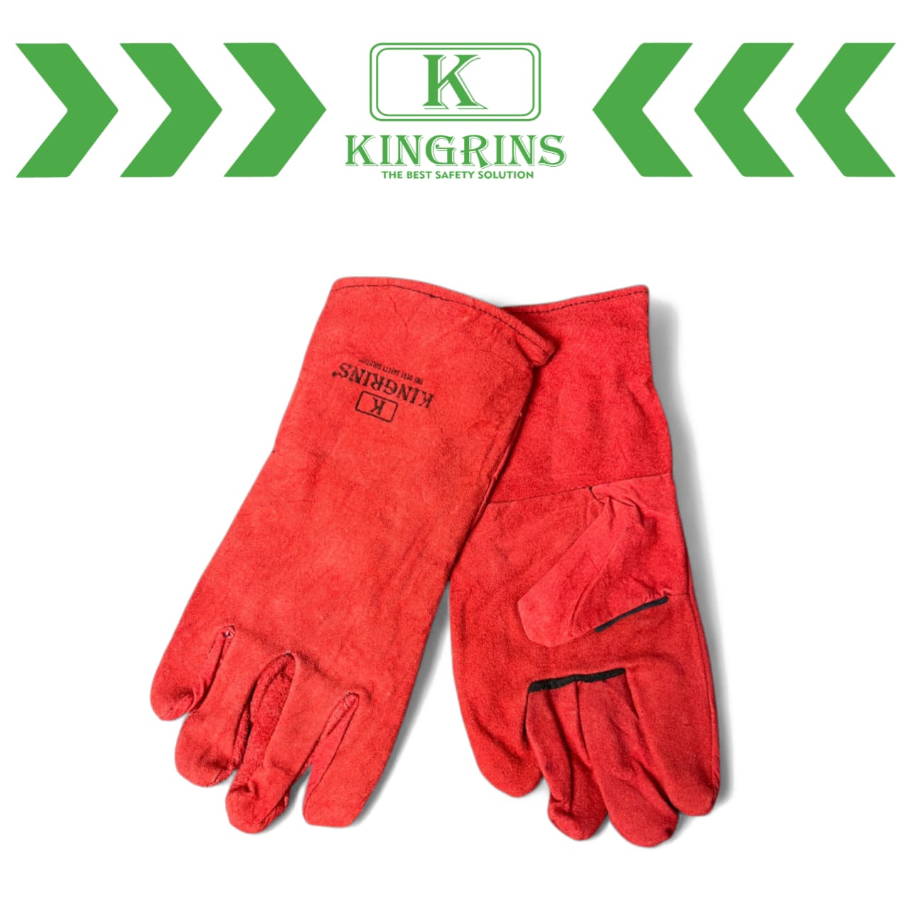 KINGRINS - Sarung Tangan Las Kulit Asli Warna Merah