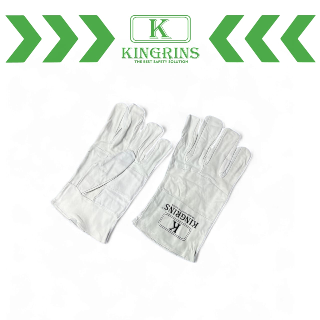 KINGRINS - Sarung Tangan Las Argon Kulit Asli Warna Putih