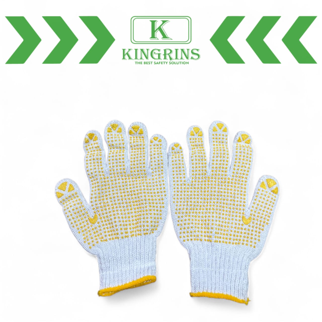 KINGRINS - Sarung Tangan Katun Bintik Kuning / Sarung Tangan Benang Putih Bintik Kuning 