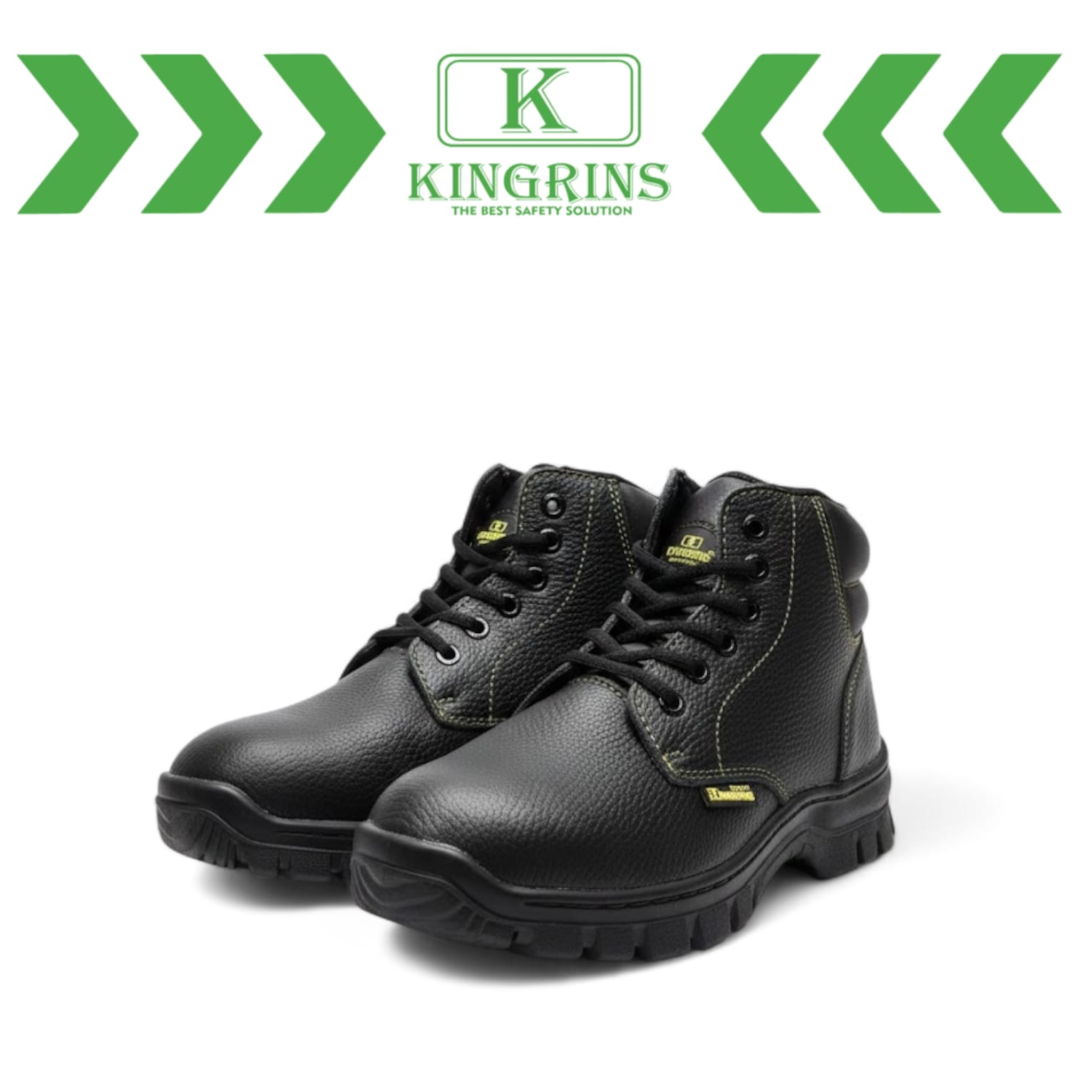KINGRINS - Sepatu Safety Kinngrins Yorin Hitam RB / Sepatu Safety Semi Boot Tali