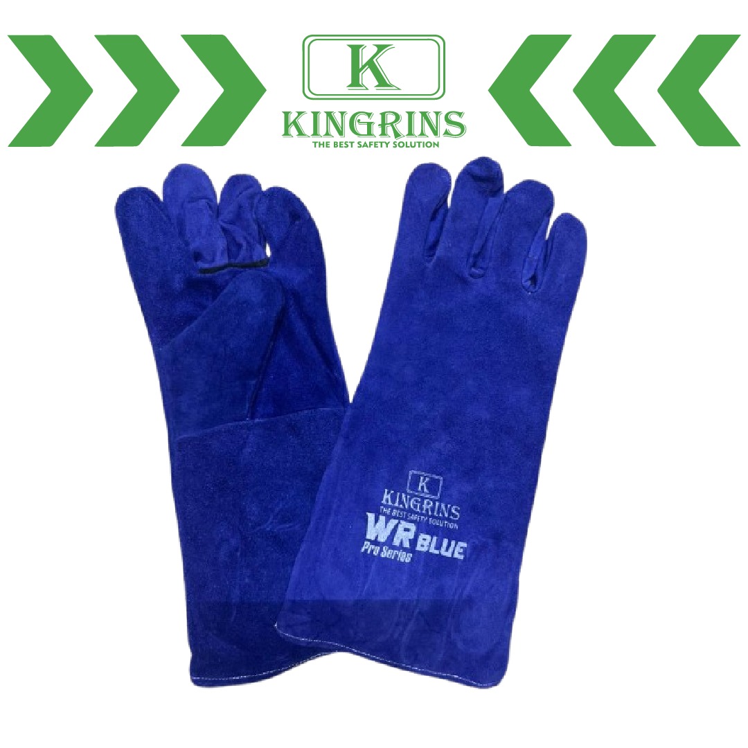 KINGRINS -Sarung Tangan Las Kulit WR Blue Pro Series Biru 16 Inch Grade A - Sarung tangan kulit tahan panas kingrins WR Blue pro series 16 inch