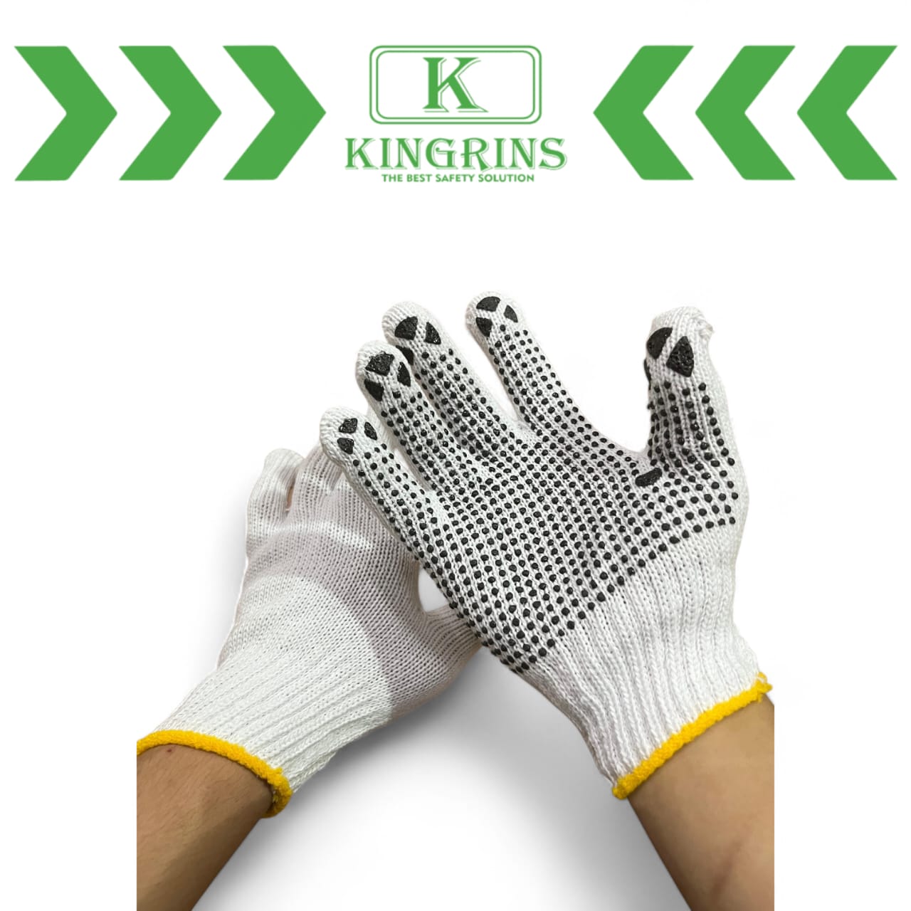 KINGRINS - Sarung Tangan Katun Bintik Hitam / Sarung Tangan Benang Putih Bintik Hitam