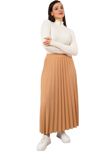 Jupe plissée beige