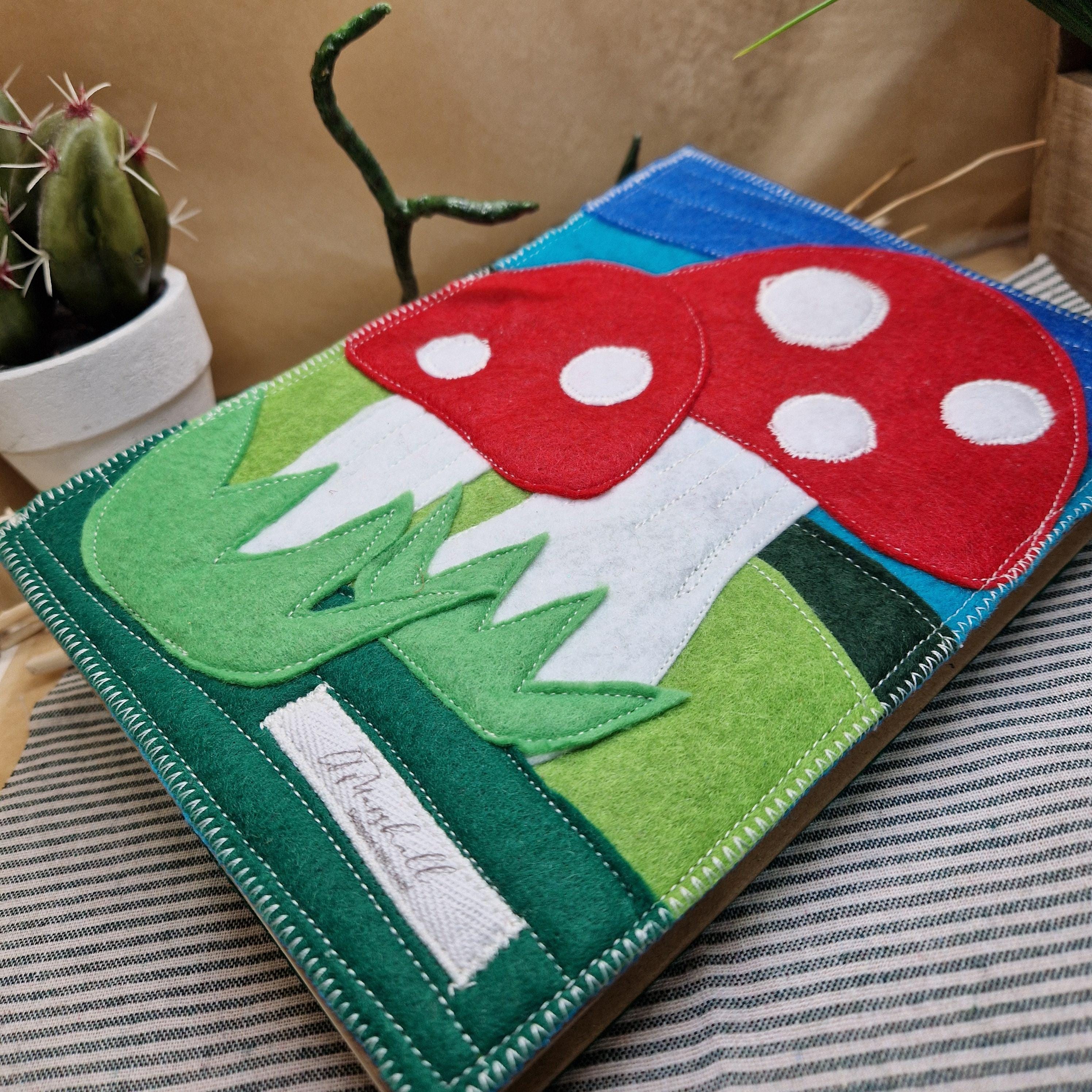 Eco Felt Toadstool Appliqué Notebook | Handmade A5 Lined Journal, Grimoire or Plant Book