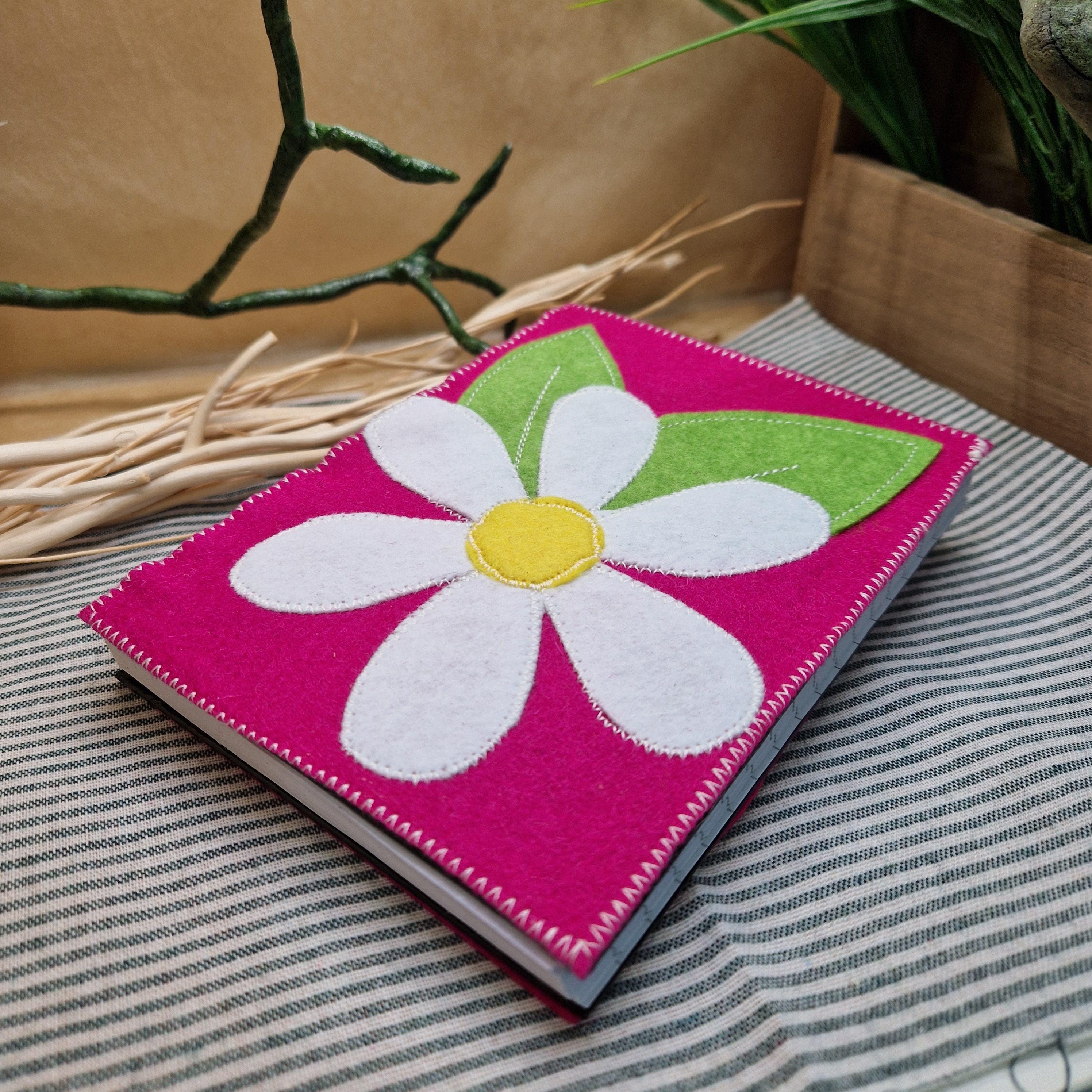 Daisy Felt Applique Handmade notebook/ Journal A6 Lined