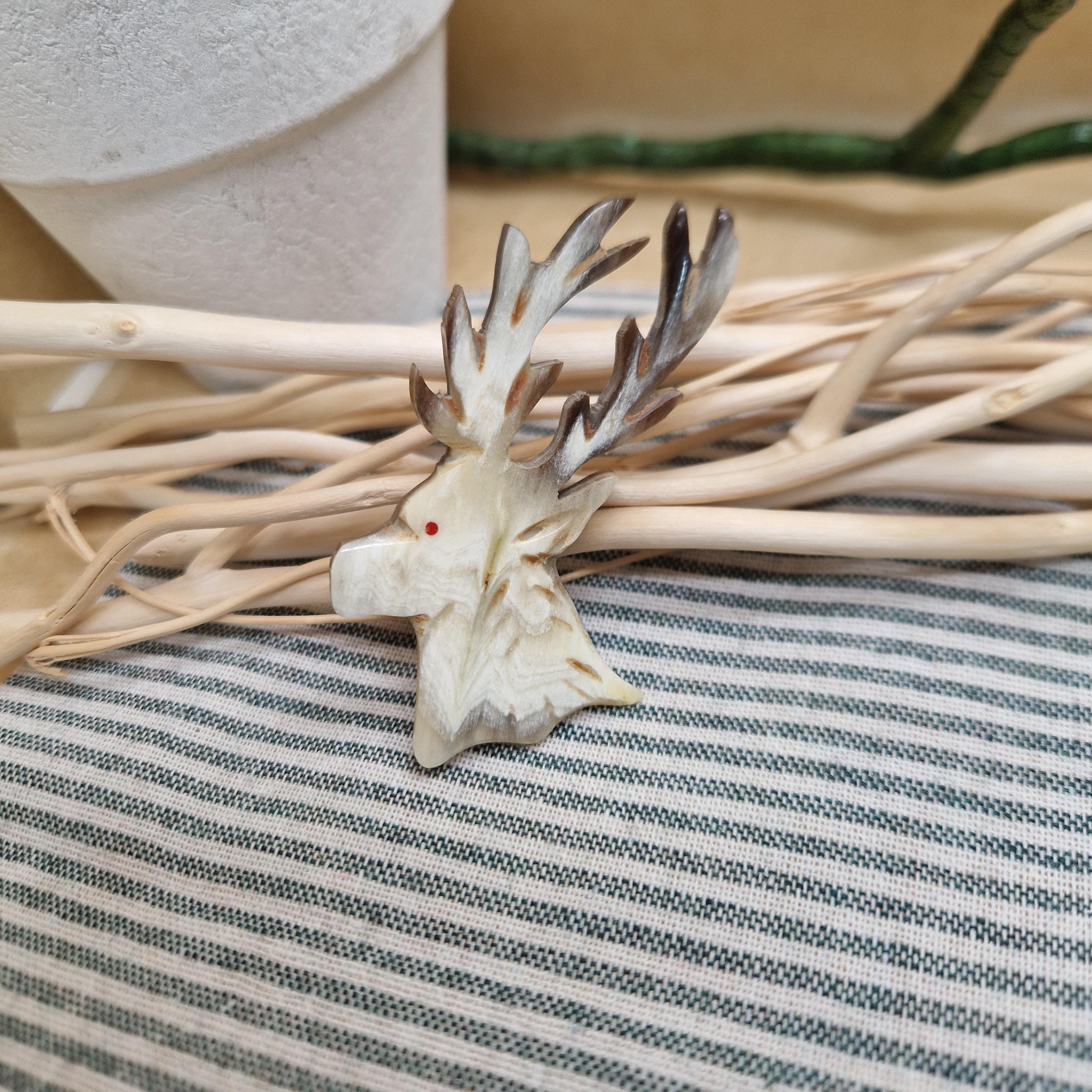 Restored Vintage Scottish Deer Brooch  Carved Antler Pin | Highland Stag Jewelry | Upcycled Nature-Inspired Brooch | Rus