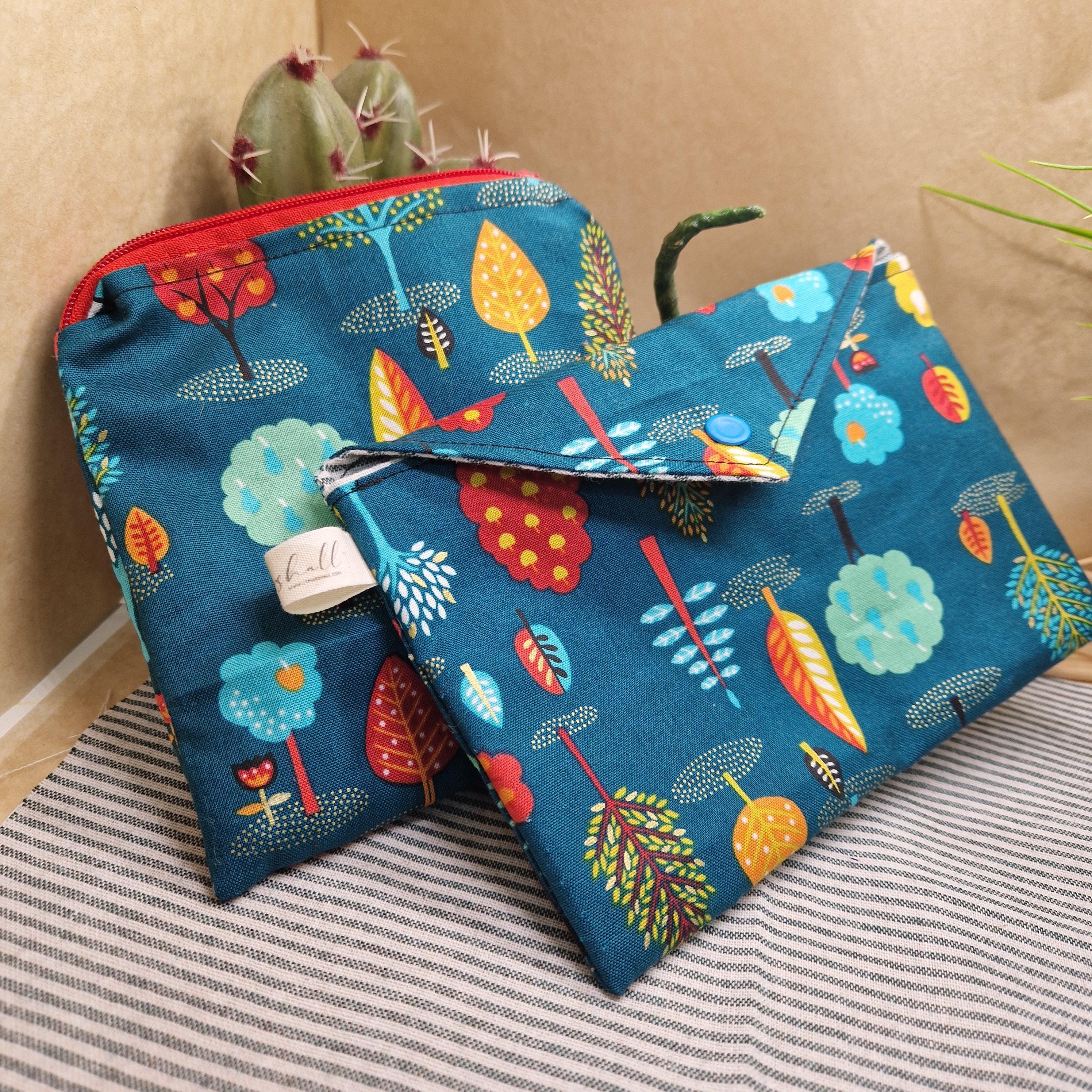 Handbag Duo: Mini Make-Up/Toiletries and Feminine Hygiene Pouch | Colorful Trees Design