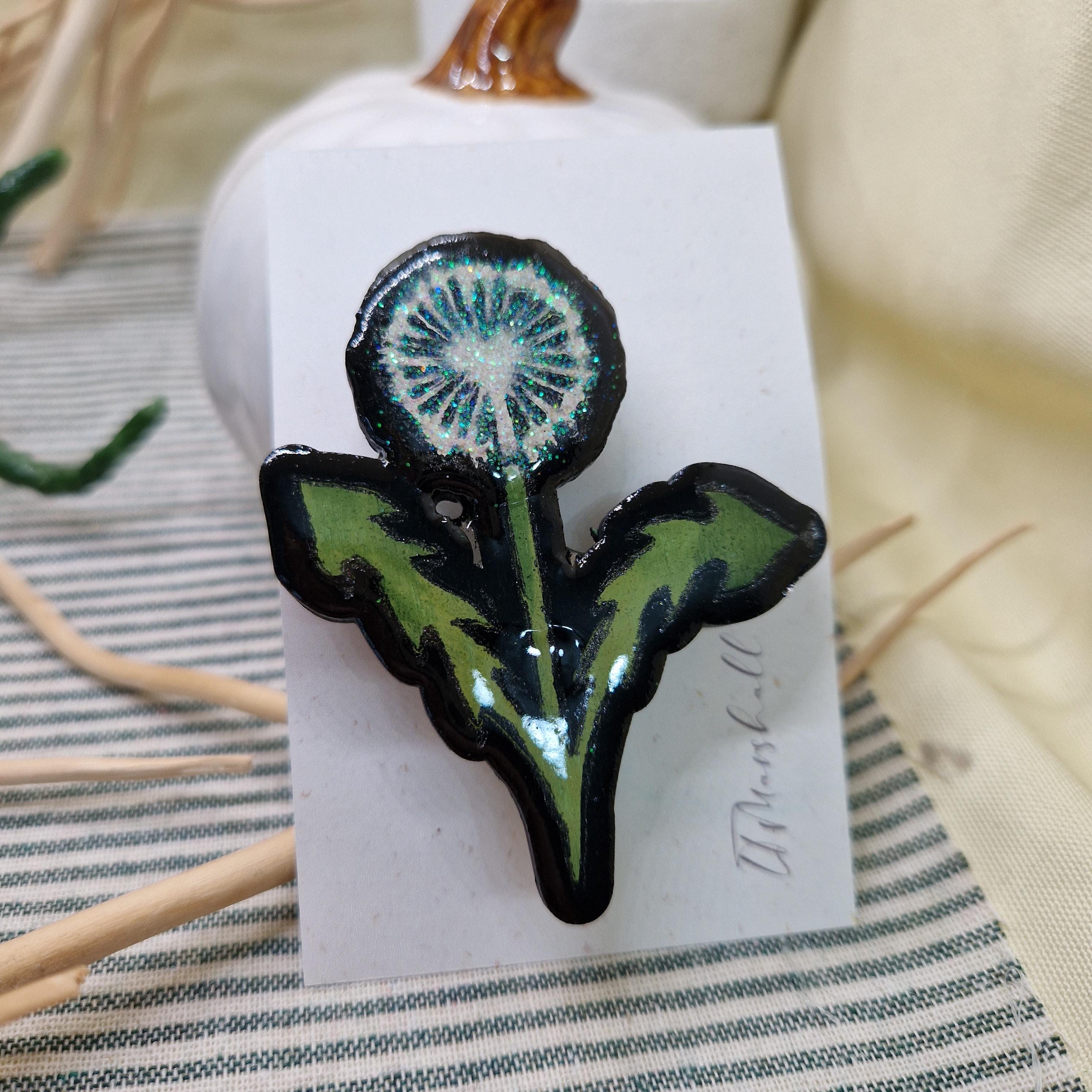 Dandelion Puff Brooch | Handmade Wood & Resin Pin | Botanical Wish Flower | Made in Scotland