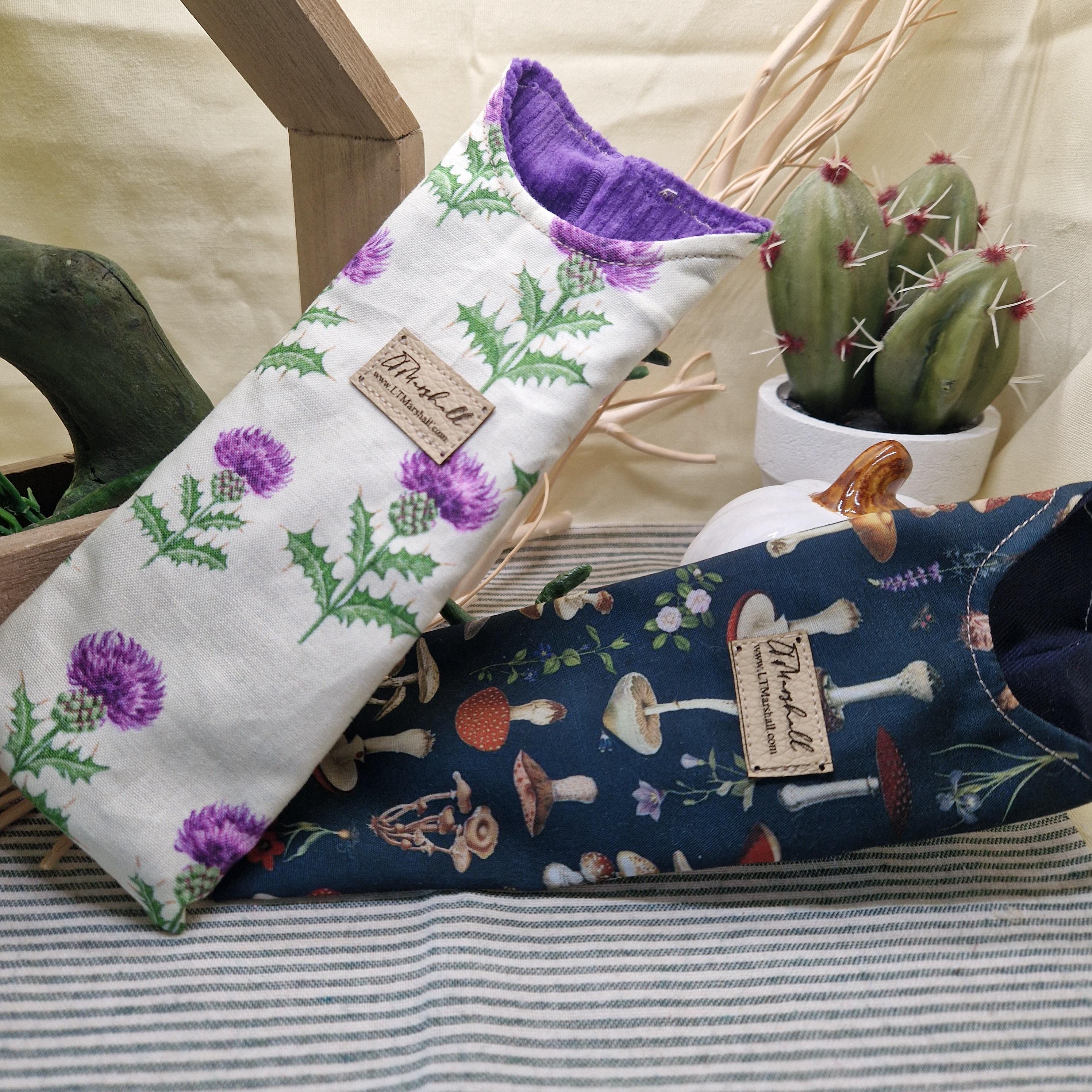 Handmade Glasses Case | Upcycled Fabric | Eco Friendly Soft Sleeve | Thistle or Mushroom Print | LTMarshall