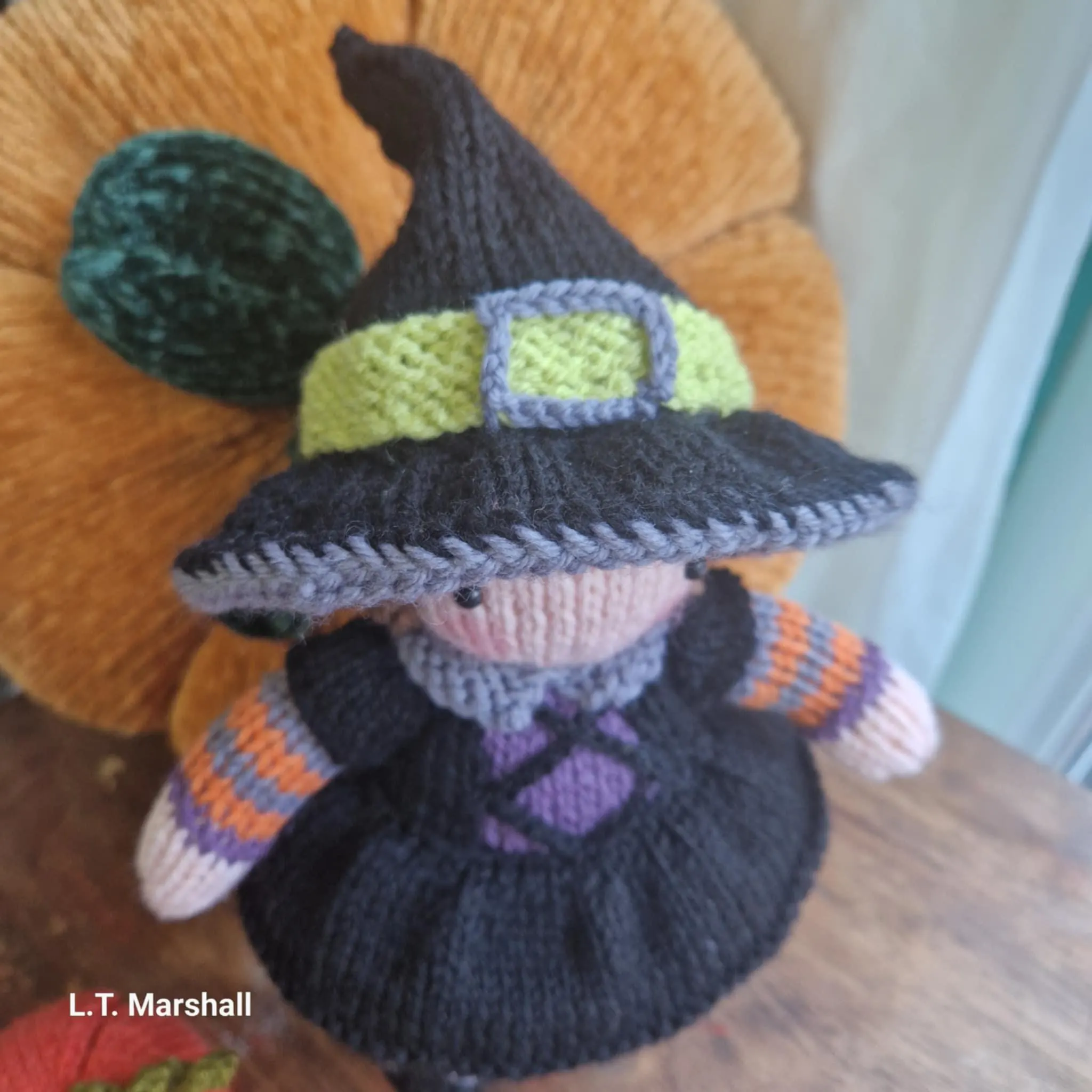 Witch Doll Playset Knitting Pattern – Flat-Knit Witch, Rat, Broom, Cauldron & Pumpkin PDF