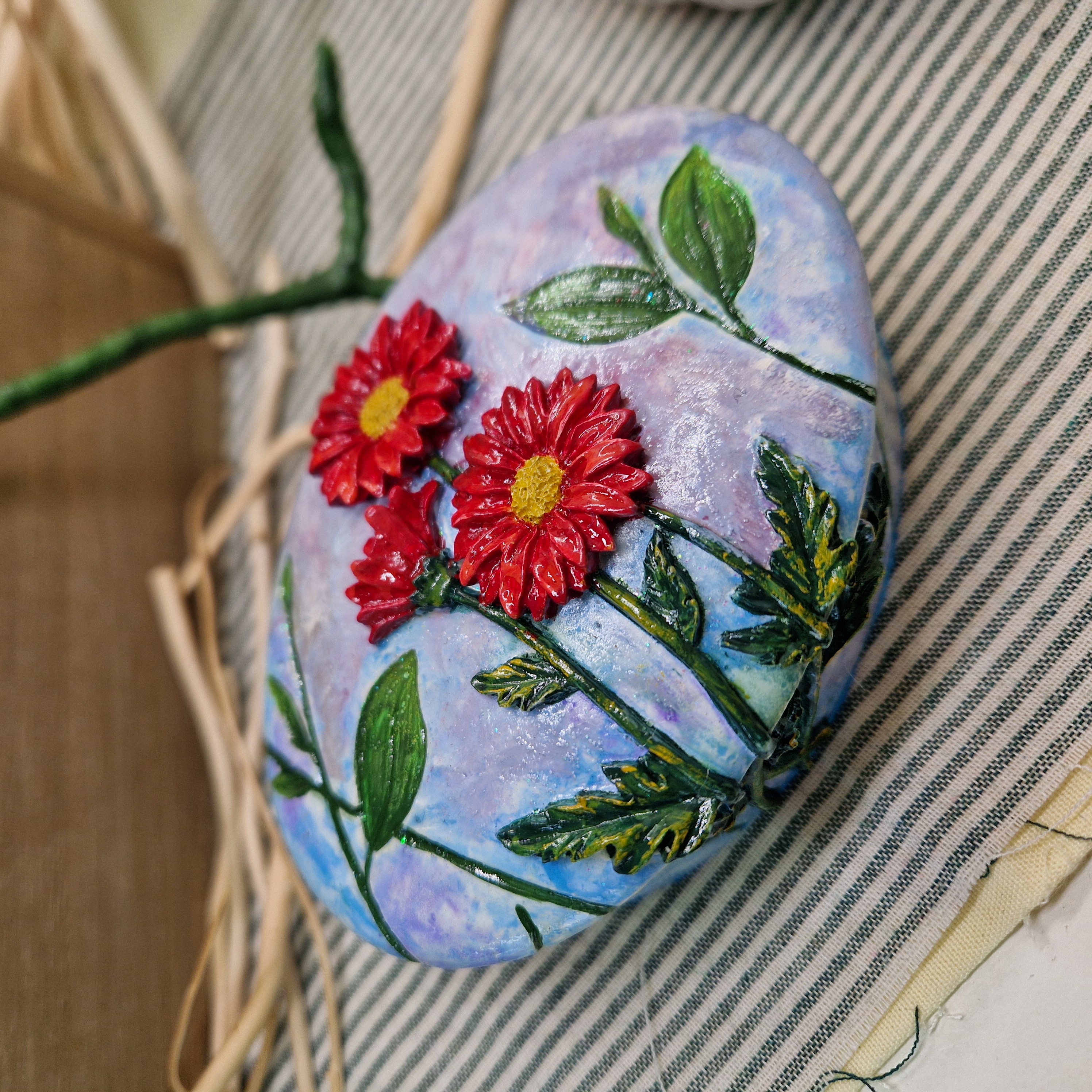 Upcycled Hand Painted Trinket Box with Red Flowers | Eco Friendly Decorative Storage Box | One of a Kind Recycled Gift