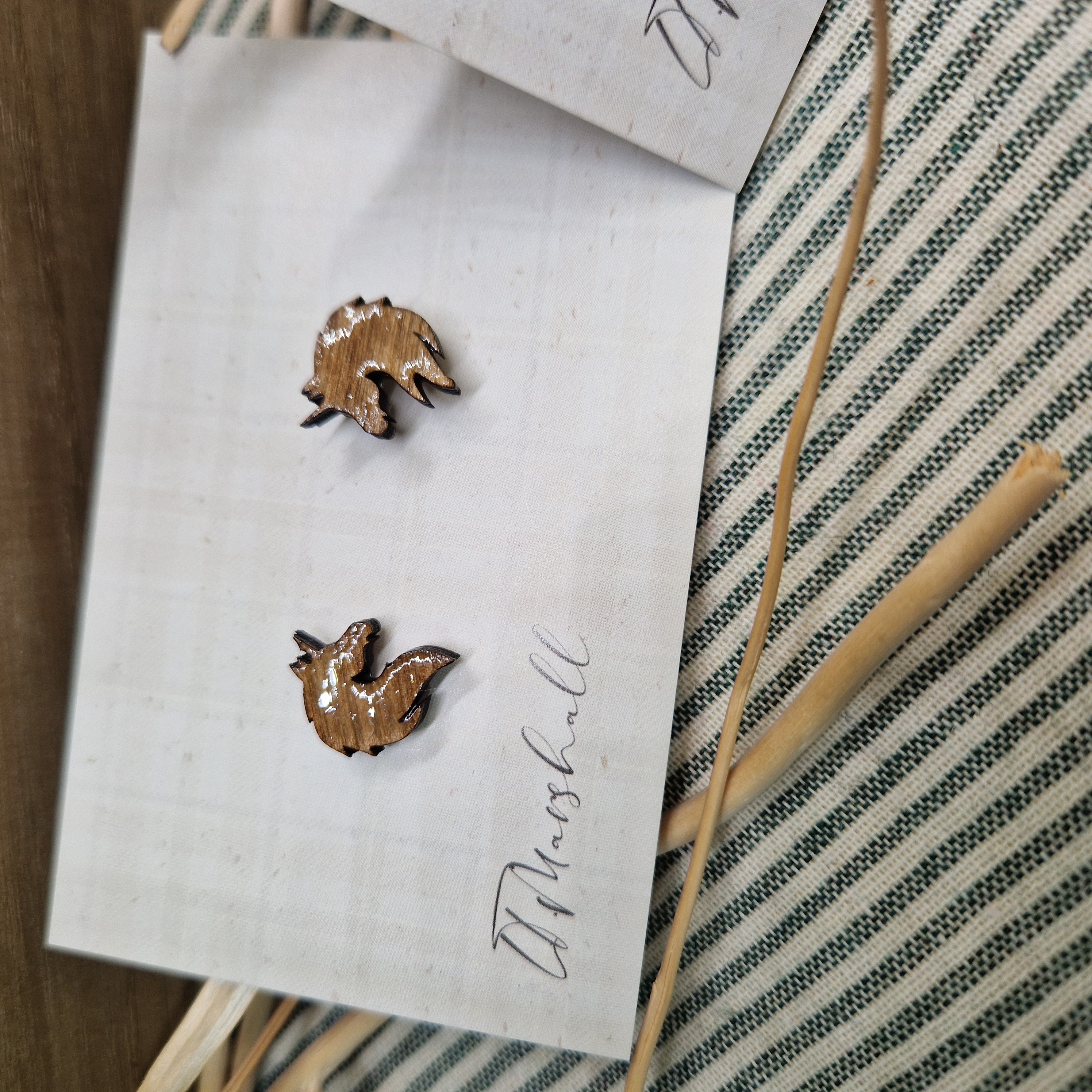 Handmade Unicorn Earrings – Wooden Studs in Flocked, Glitter, Coloured or Stained Finish, Fantasy Jewelry