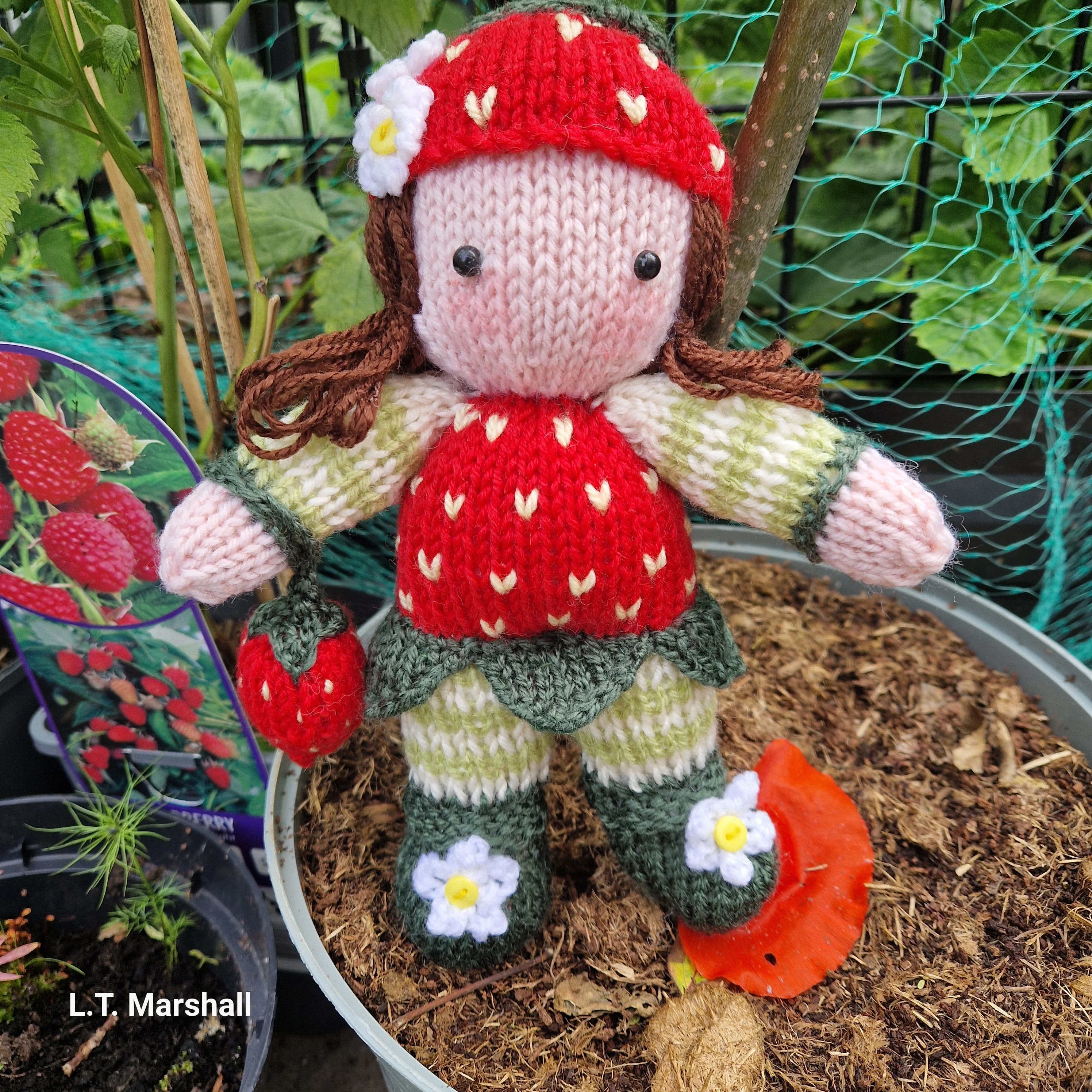 Strawberry Patch Doll Knitting Pattern – Cute Handmade Soft Toy, DIY Plushie, Digital PDF Tutorial