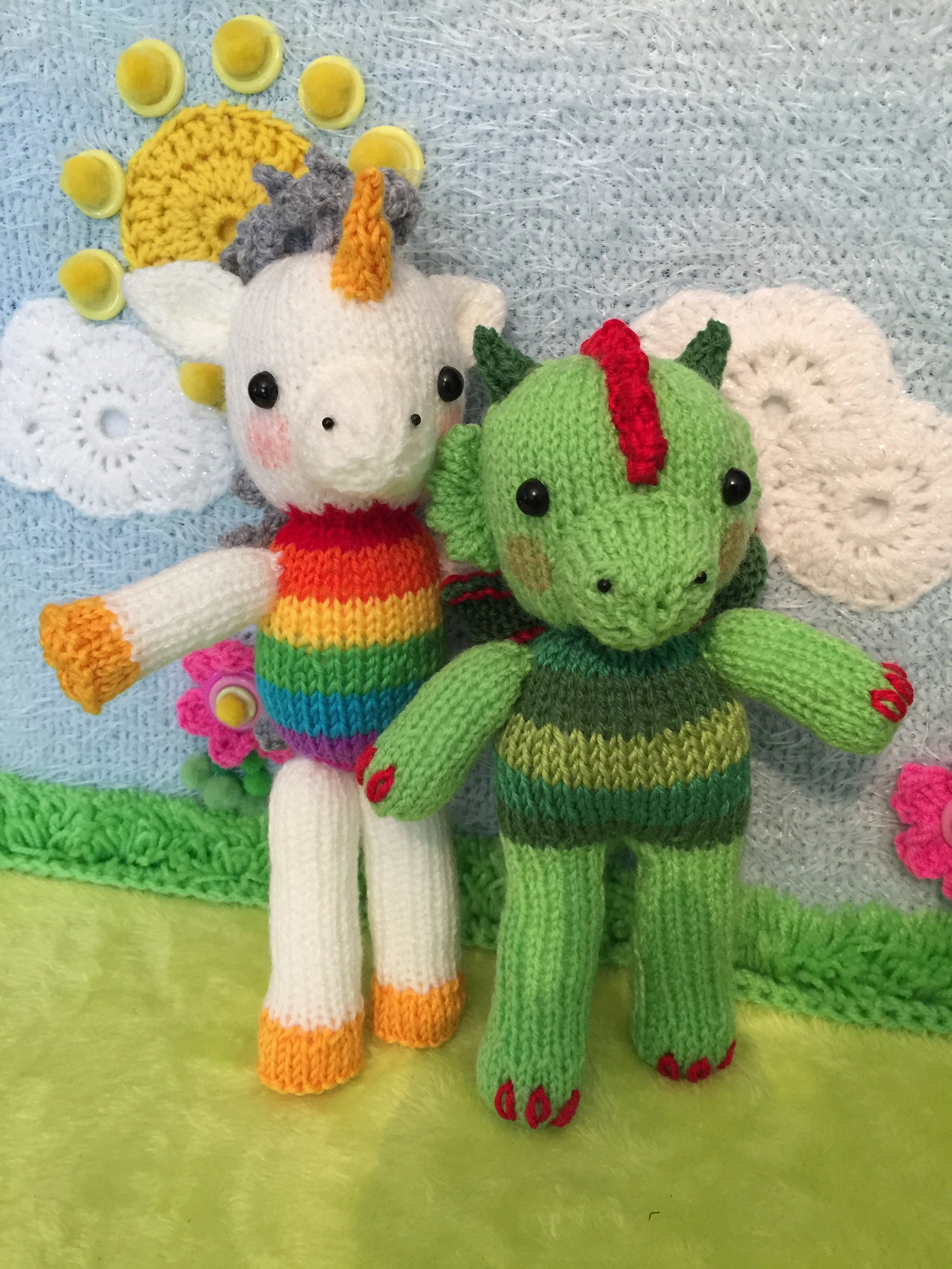 Puff the Dragon Knitting Pattern – Flat-Knit Dragon Toy PDF, Easy Cute Plush