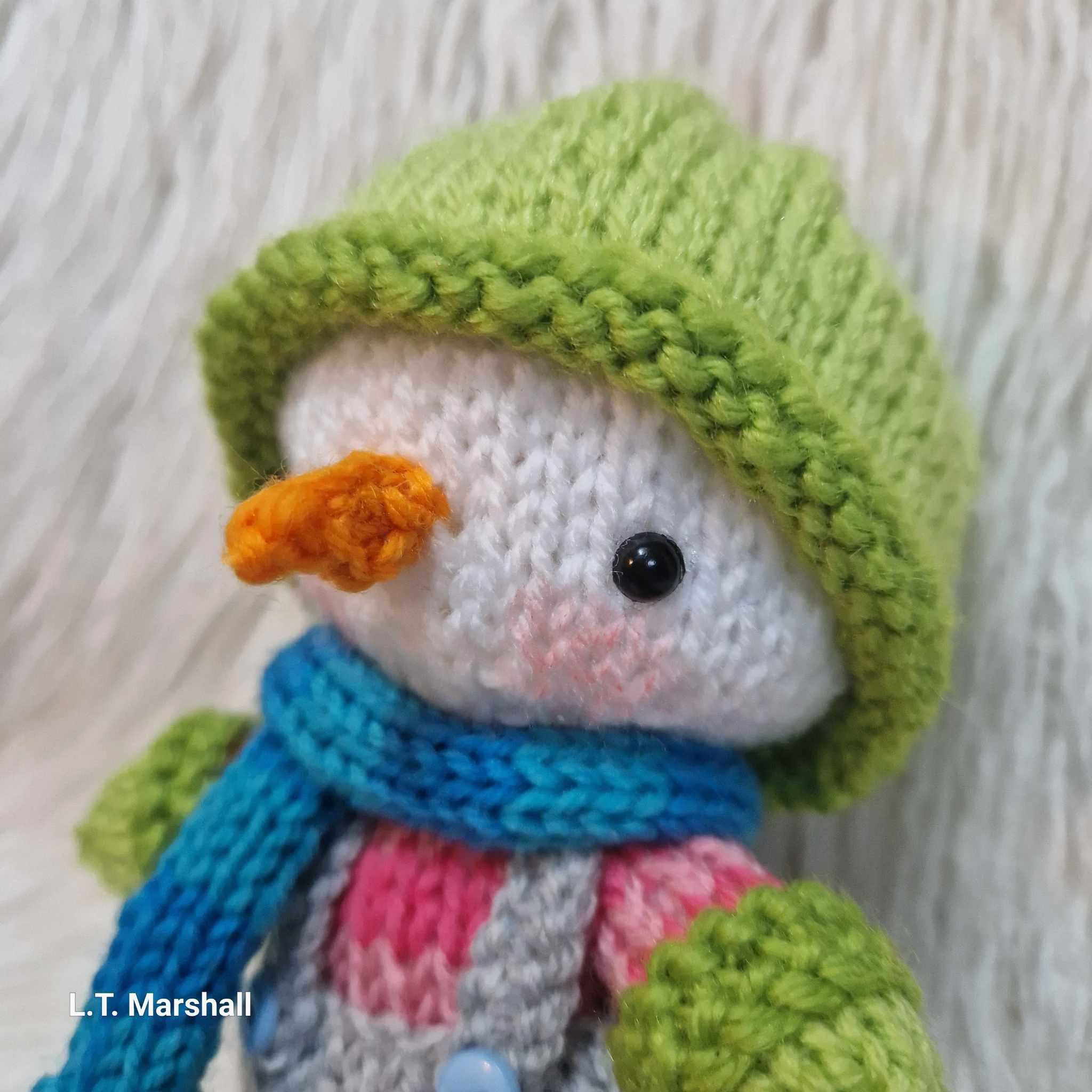 Snowball the Snowbaby Knitting Pattern – Flat-Knit Snowman Doll PDF, Easy Christmas Plush