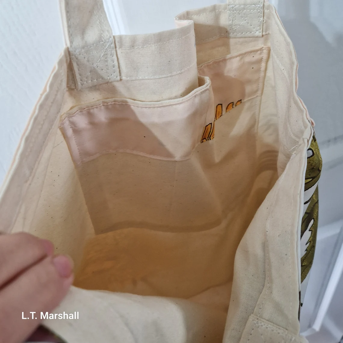 Dandelion Lined Tote Bag with Matching Pouch – Upcycled Botanical Tote Set