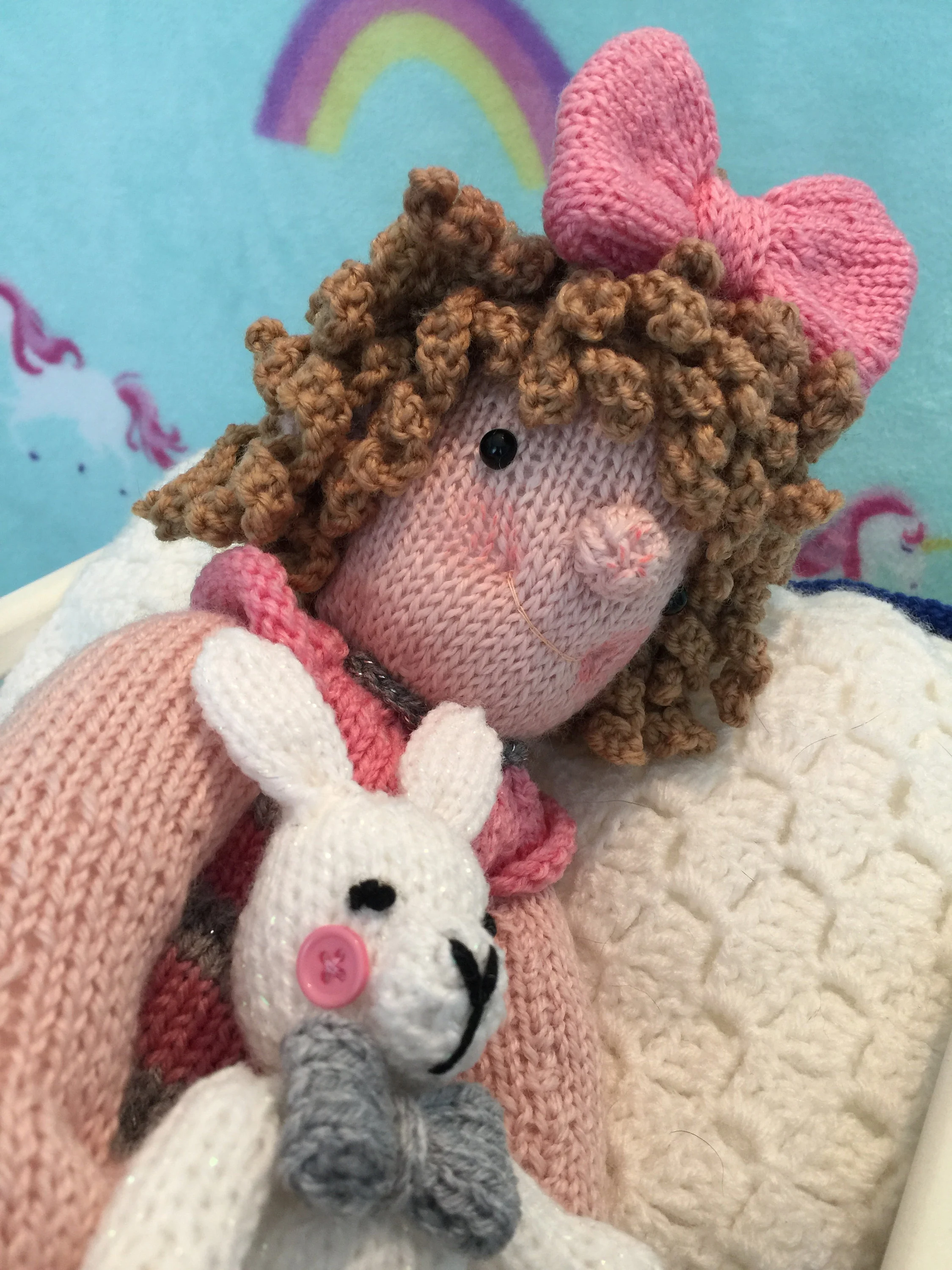 Loulou Belle Dolly Knitting Pattern – Flat-Knit 20-In Doll PDF with Outfit & Bunny