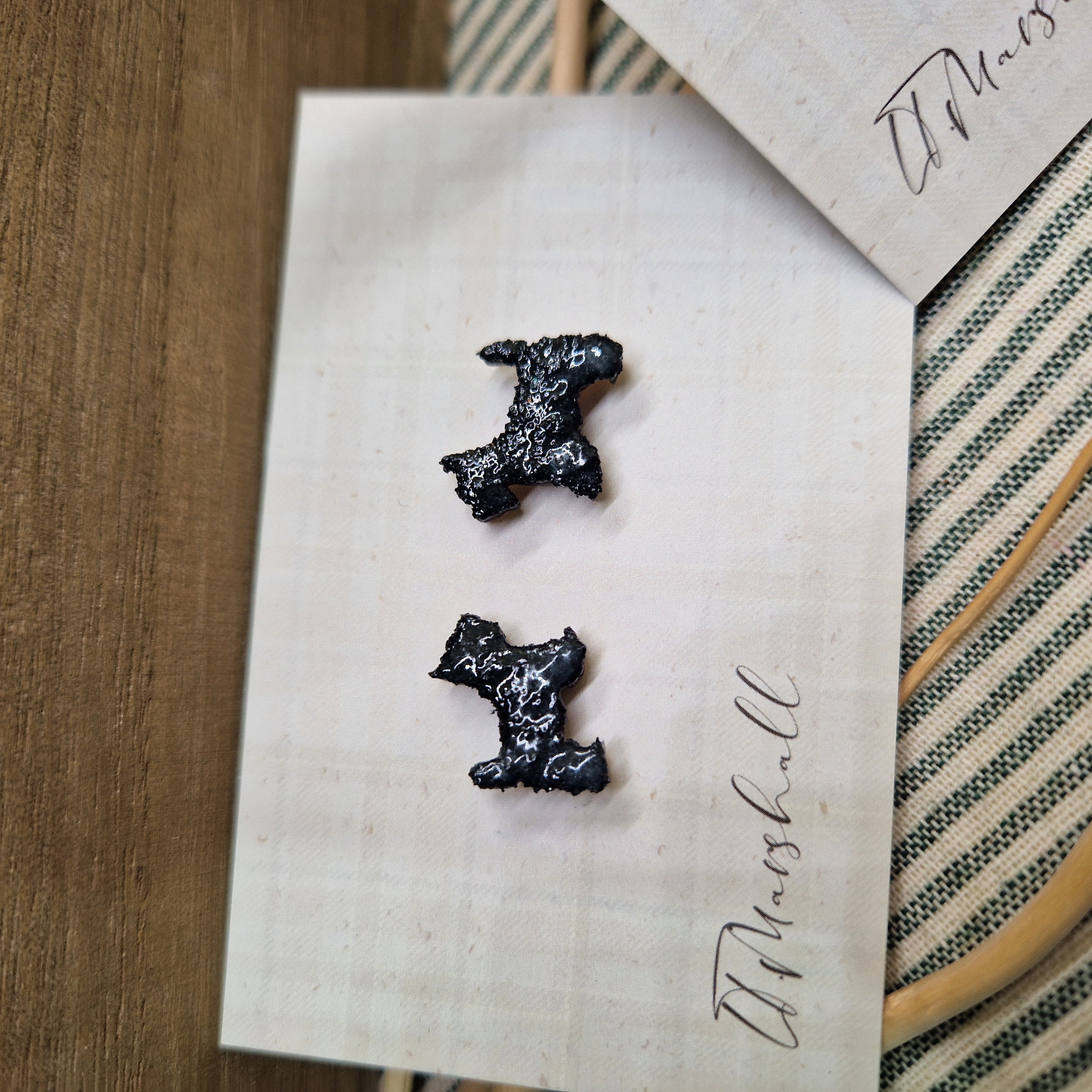 Handmade Scotty Dog Earrings – Wooden Studs in Flocked, Glitter, Coloured or Stained Finish, Scottish Jewelry