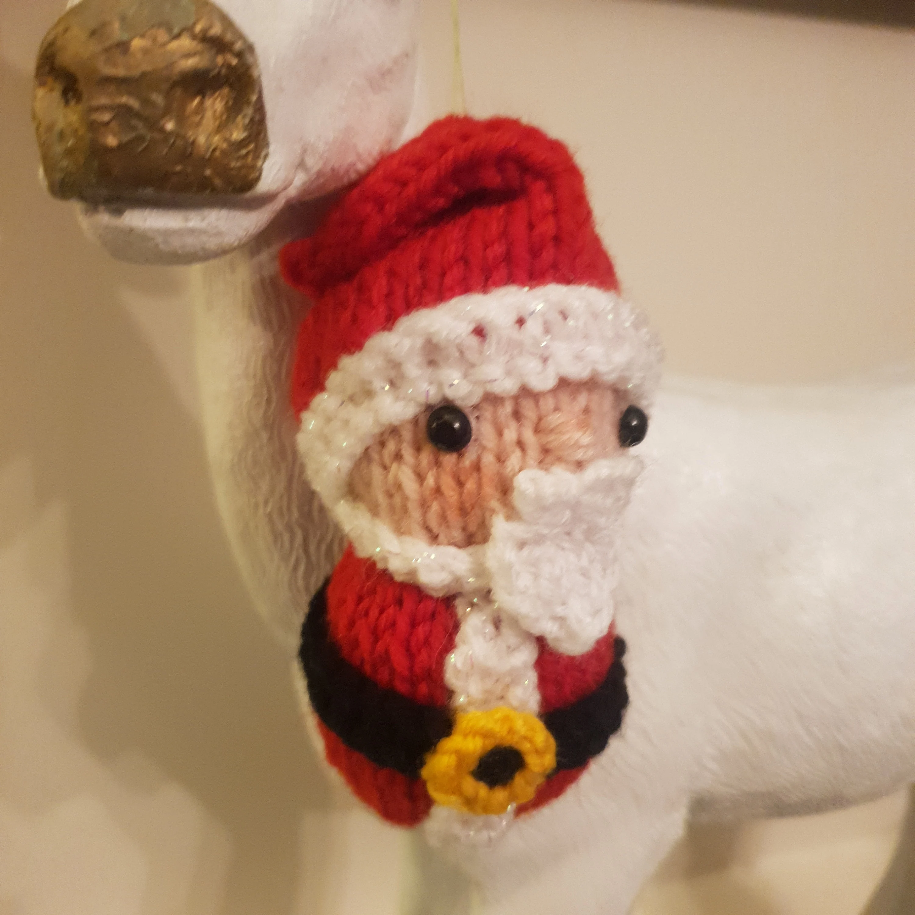 Santa Christmas Tree Ornament Knitting Pattern – Flat-Knit PDF Decoration, Beginner Friendly