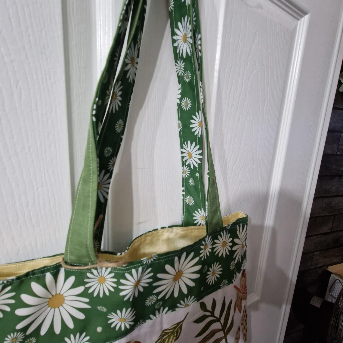 Handmade Tea Towel Recycled Toadstool Tote Bag  Eco-Friendly, Unique Shopping Bag