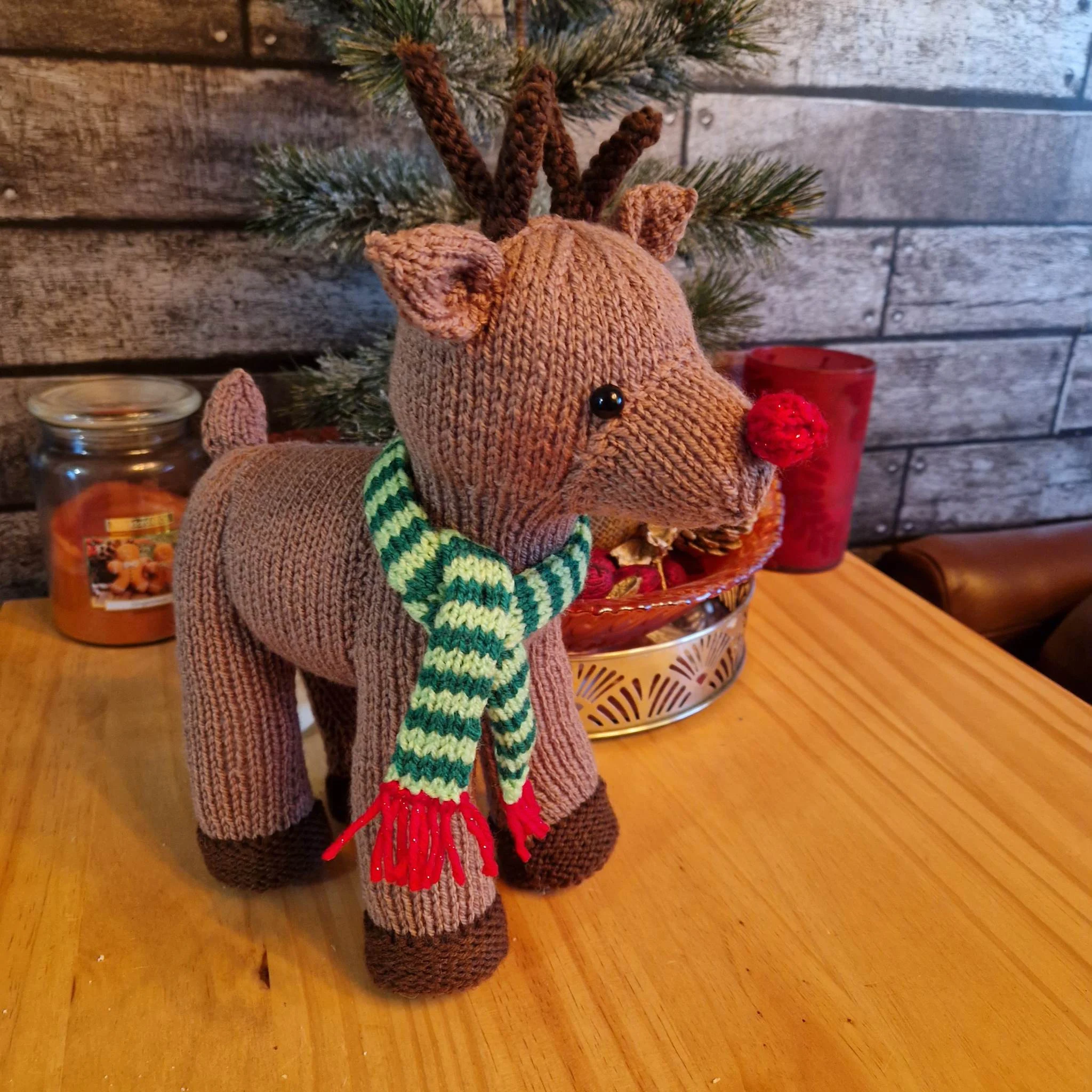 Large Cuddly Reindeer Knitting Pattern – Easy Flat Knit Soft Toy – DIY Christmas Plush PDF