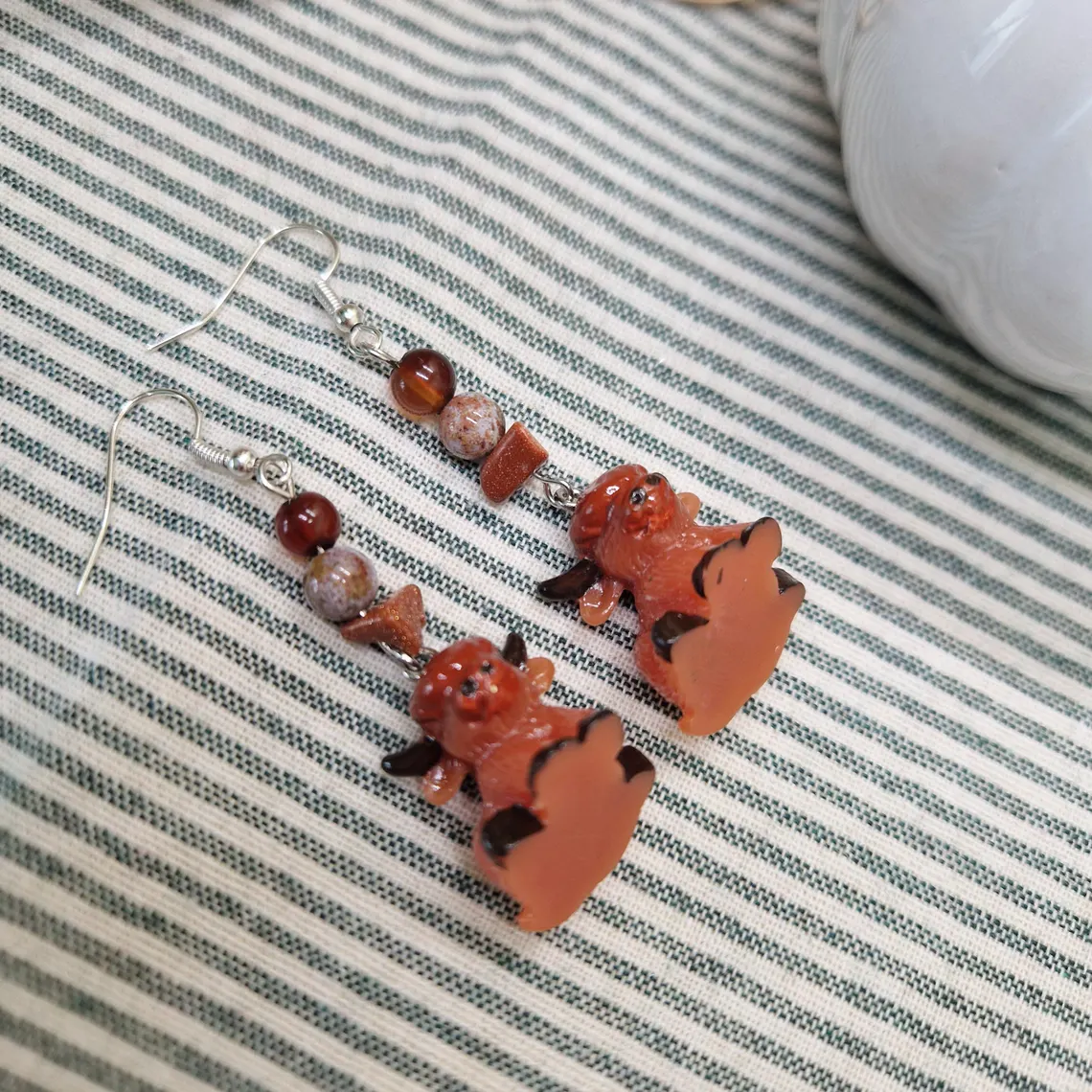 Hand Painted Highland Cow Earrings – Resin Cattle Dangle Jewellery