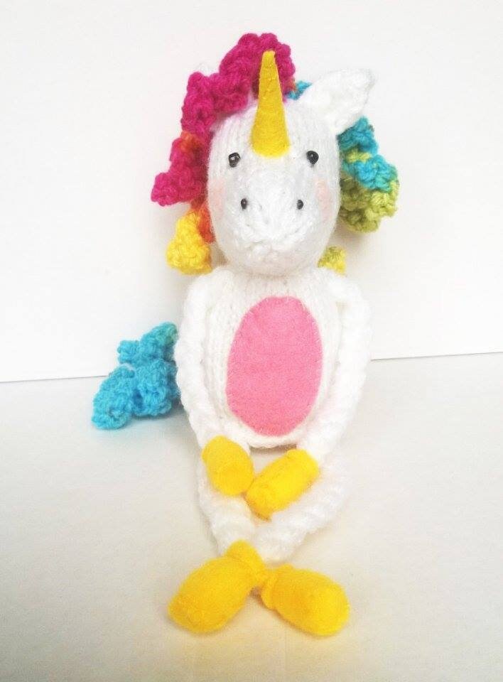 Lenny Shelf‑Sitter Unicorn Knitting Pattern – Flat‑Knit PDF Toy, Easy Cute Plush