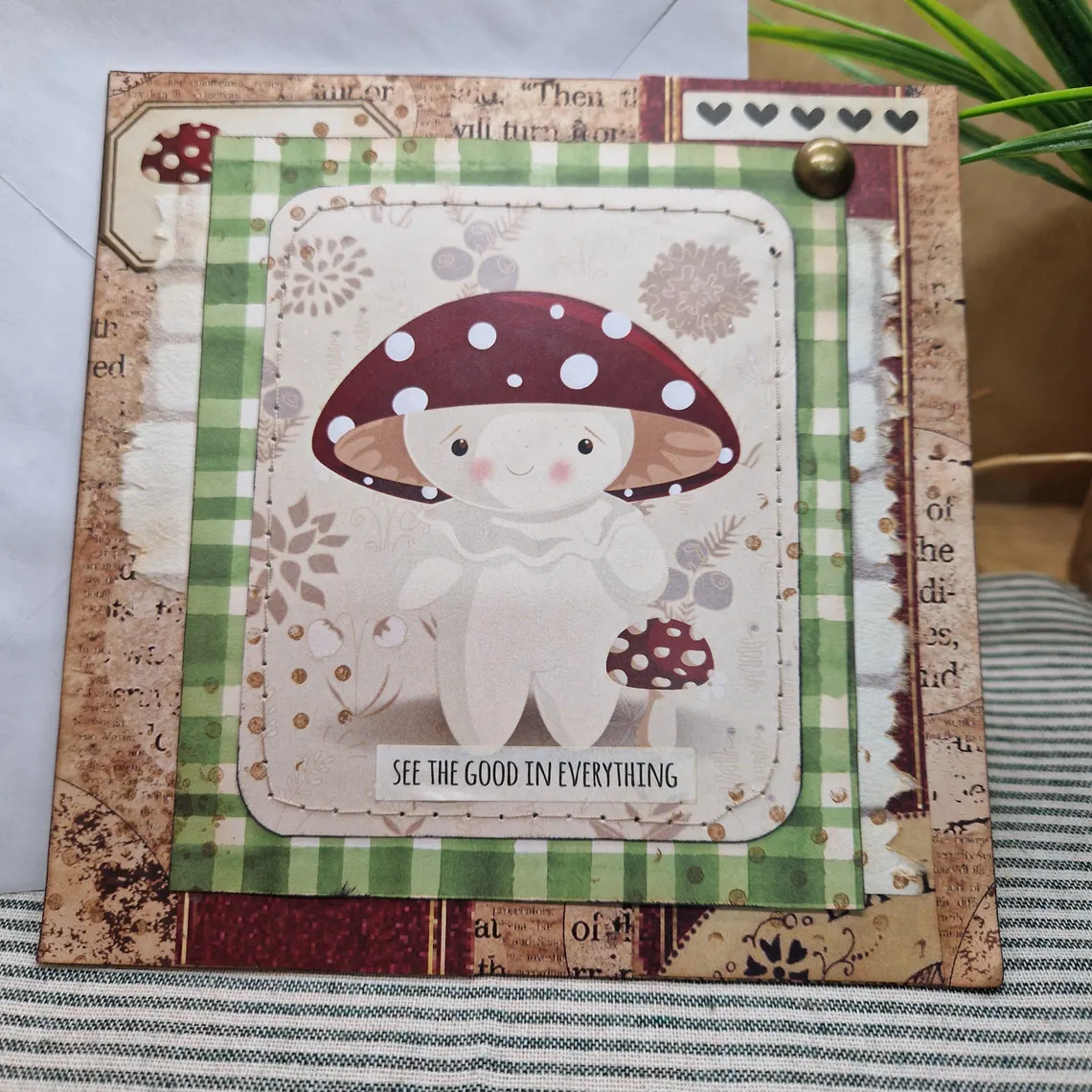 Shroomie Toadstool Card & Tag Set | Handmade Eco Mushroom Greeting Card with Gift Tag