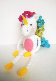 Lenny Shelf‑Sitter Unicorn Knitting Pattern – Flat‑Knit PDF Toy, Easy Cute Plush