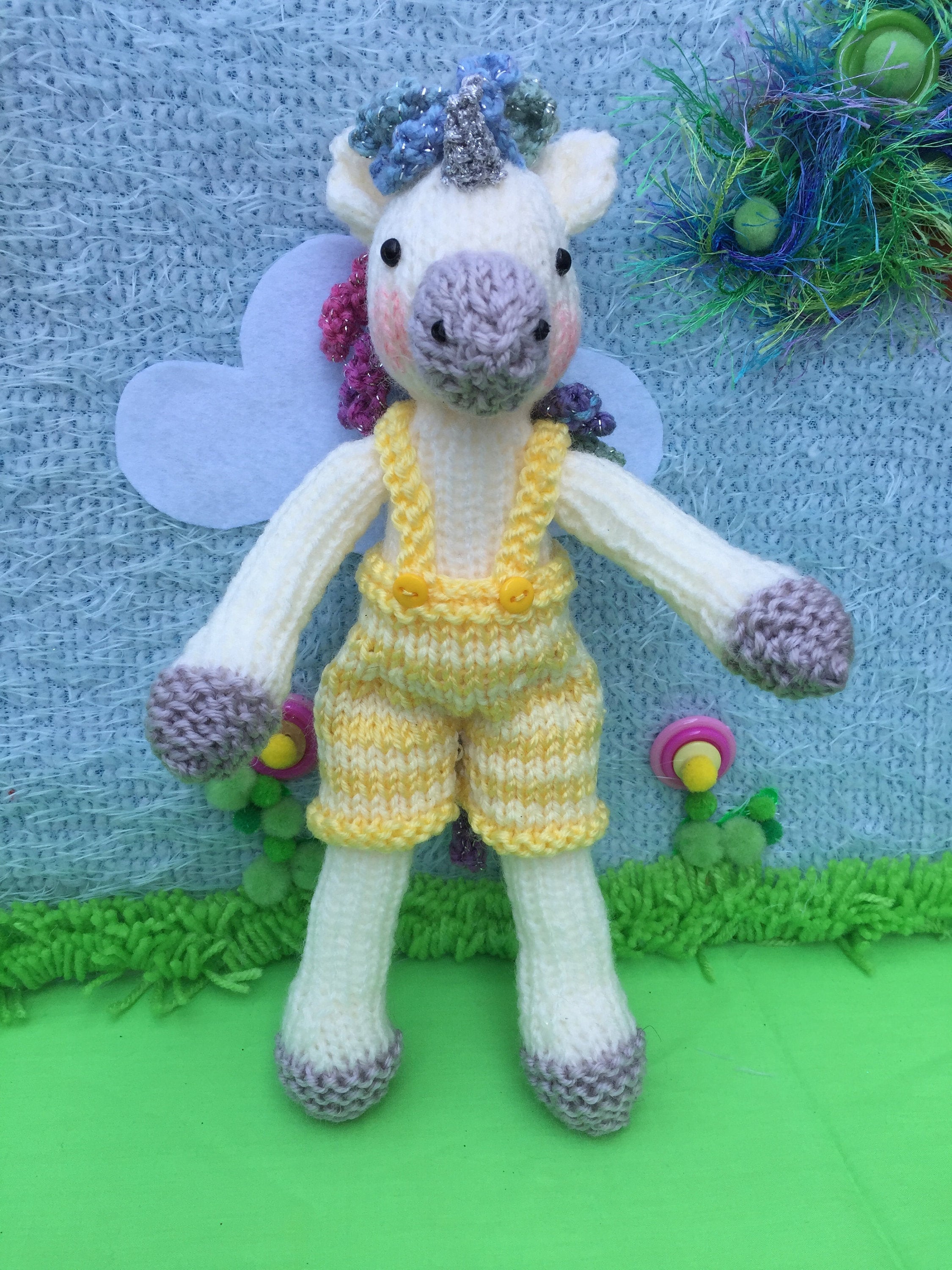 Sparkle the Unicorn Knitting Pattern – PDF Digital Download • Easy Flat-Knit Unicorn Toy