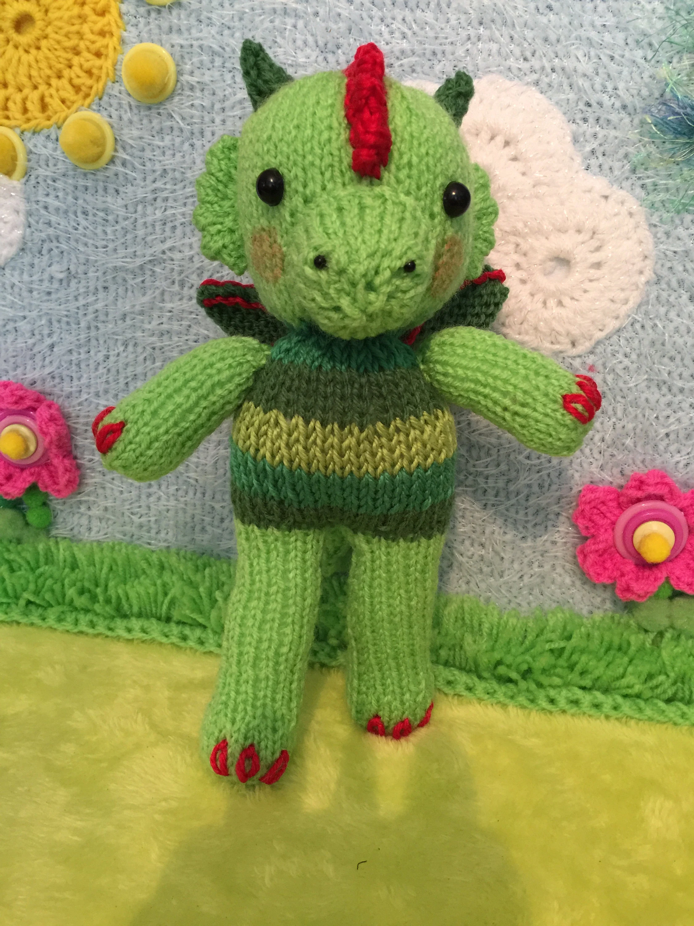 Puff the Dragon Knitting Pattern – Flat-Knit Dragon Toy PDF, Easy Cute Plush