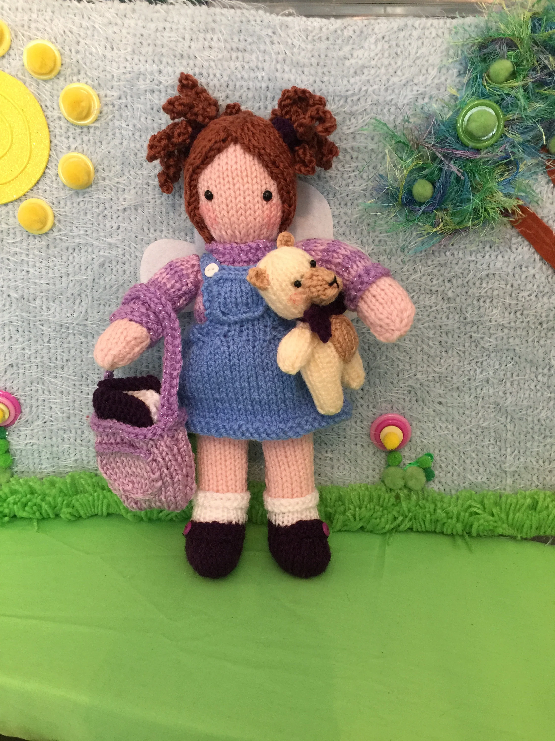 Molly the Bookworm and Bear Knitted Pattern – Flat-Knit Doll Set PDF, Easy Cute Plush