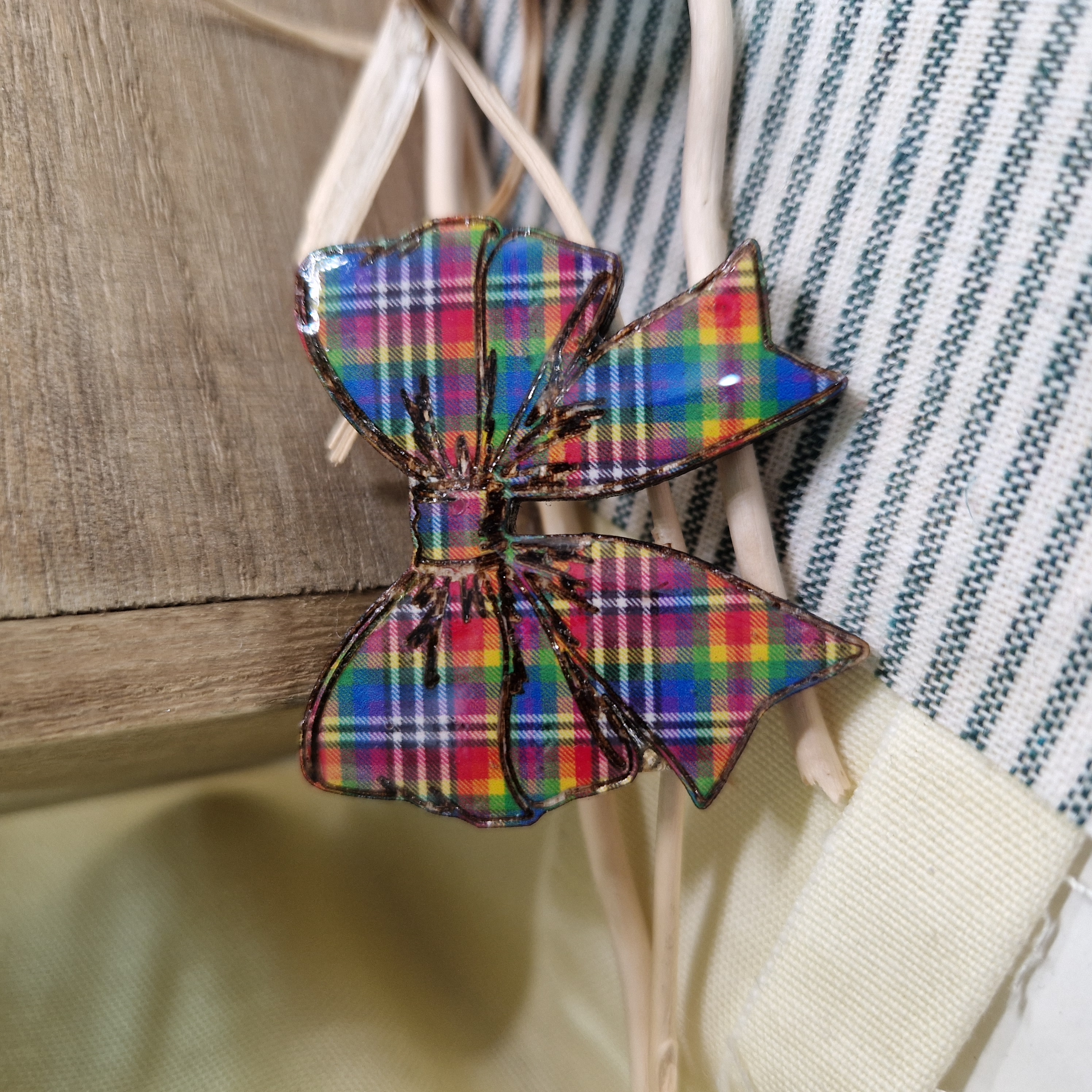 Custom Wooden Tartan Brooch – Made to Order – Scottish Plaid Pin – Handmade in Scotland.