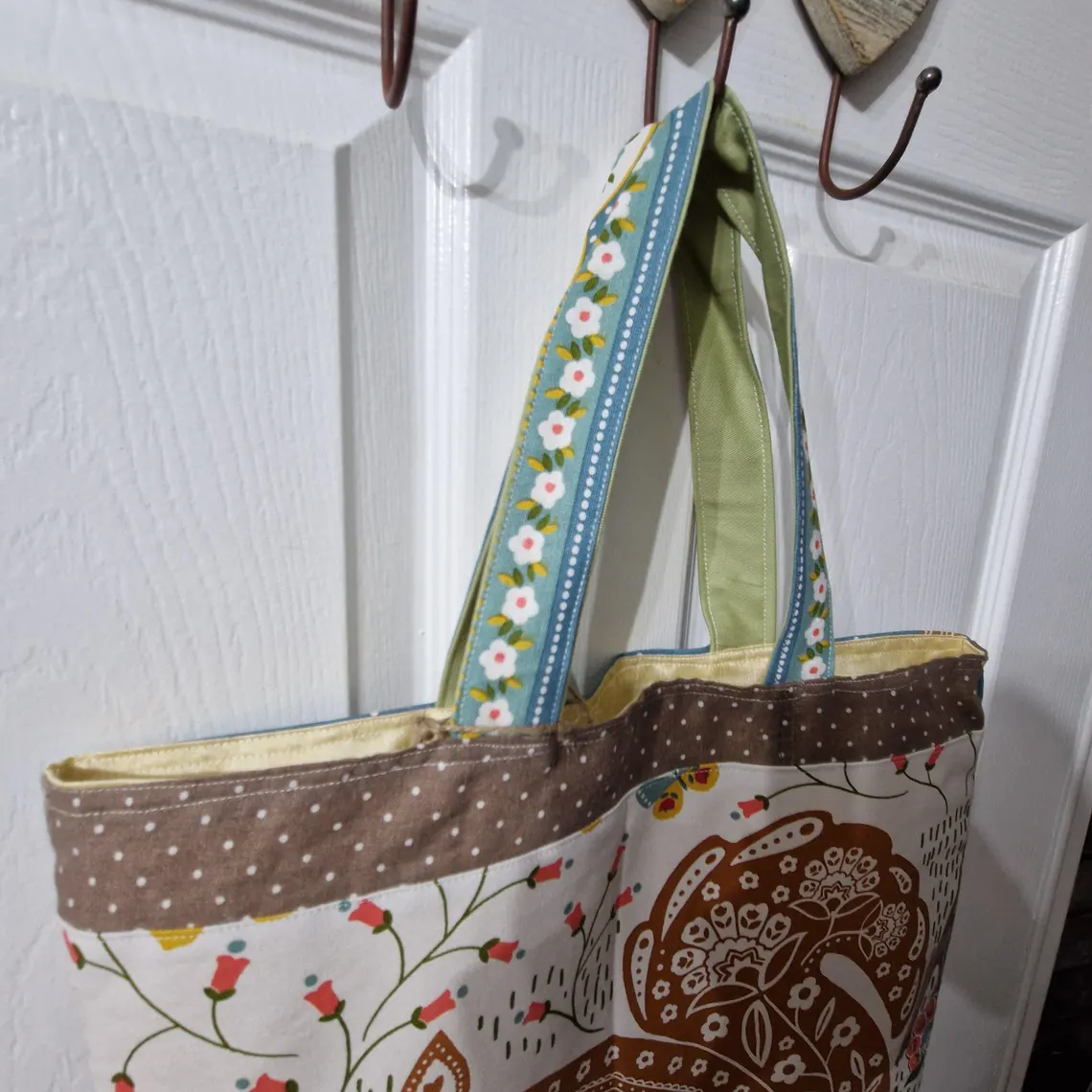 Handmade Tea Towel Recycled Squirrel Tote Bag  Eco-Friendly, Stylish Shopping Bag