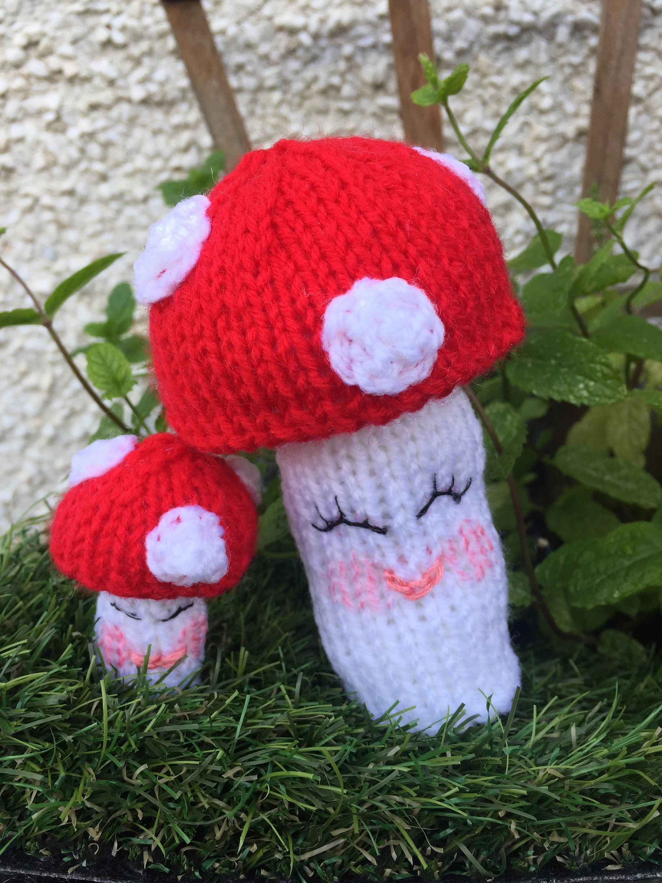 Mother & Baby Toadstool Knitting Pattern – Flat-Knit Mushroom Pair PDF, Easy Cute Plush