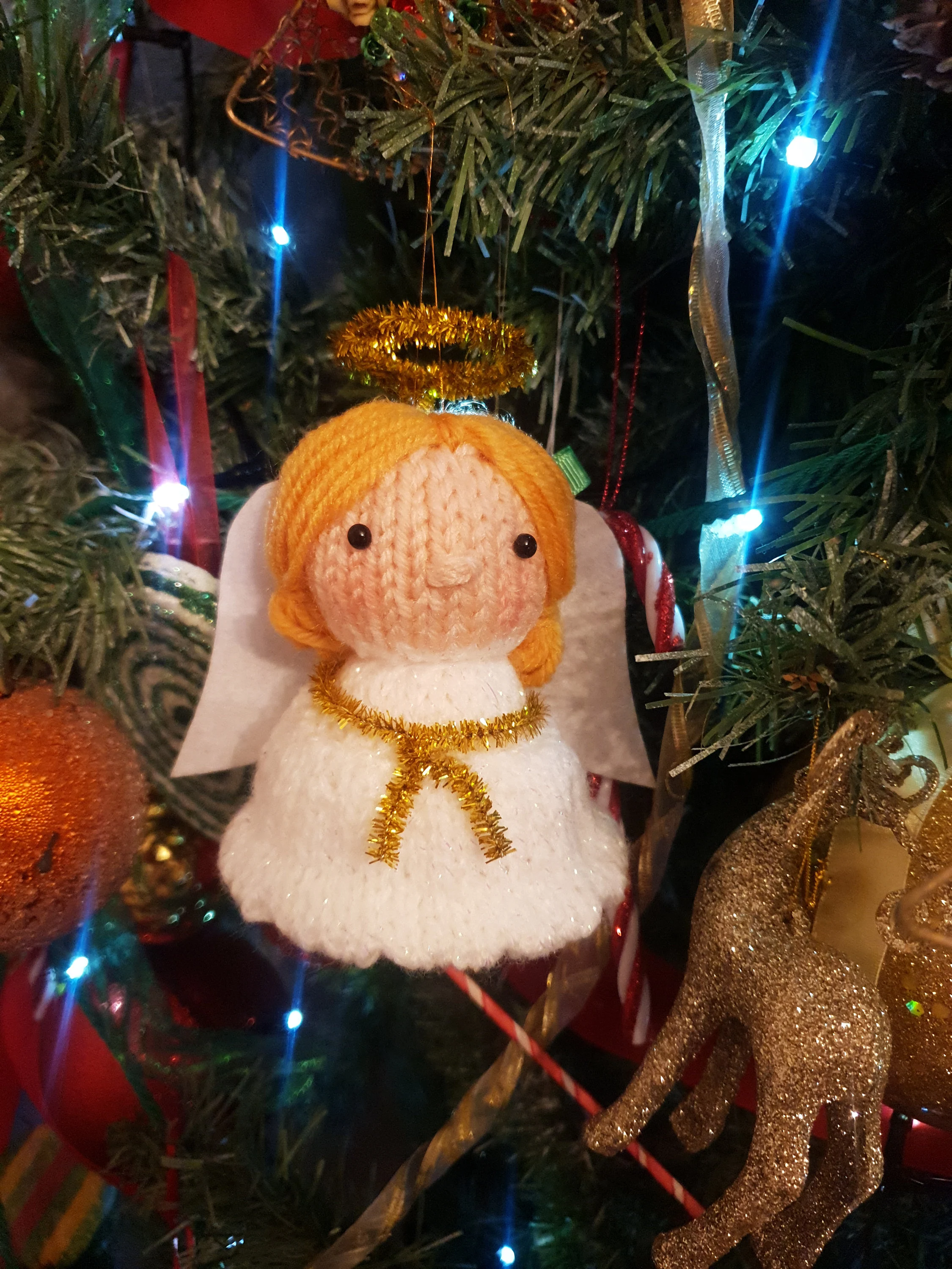 Angel Christmas Tree Ornament Knitting Pattern – Flat-Knit Fairy PDF, Easy Holiday Decor