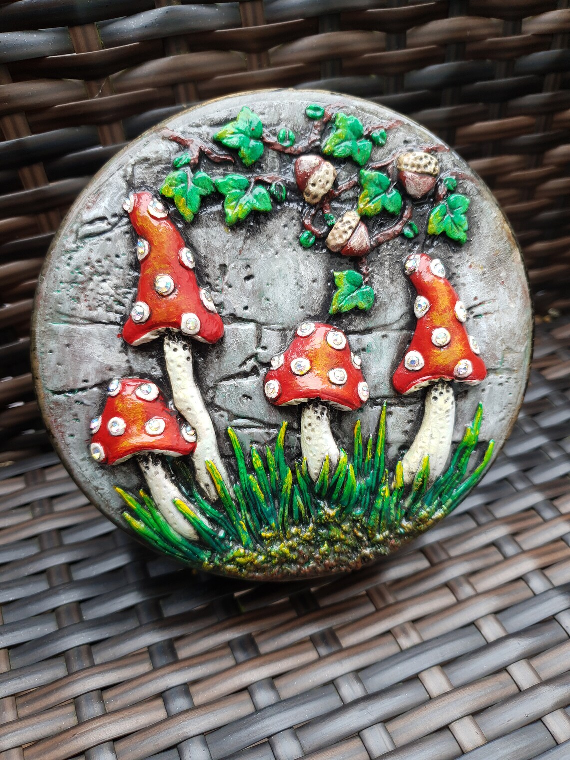 Upcycled Wooden Toadstool Jewellery Box – Fairycore Cottagecore Trinket Storage, Witchy Altar Decor, Magical Gift