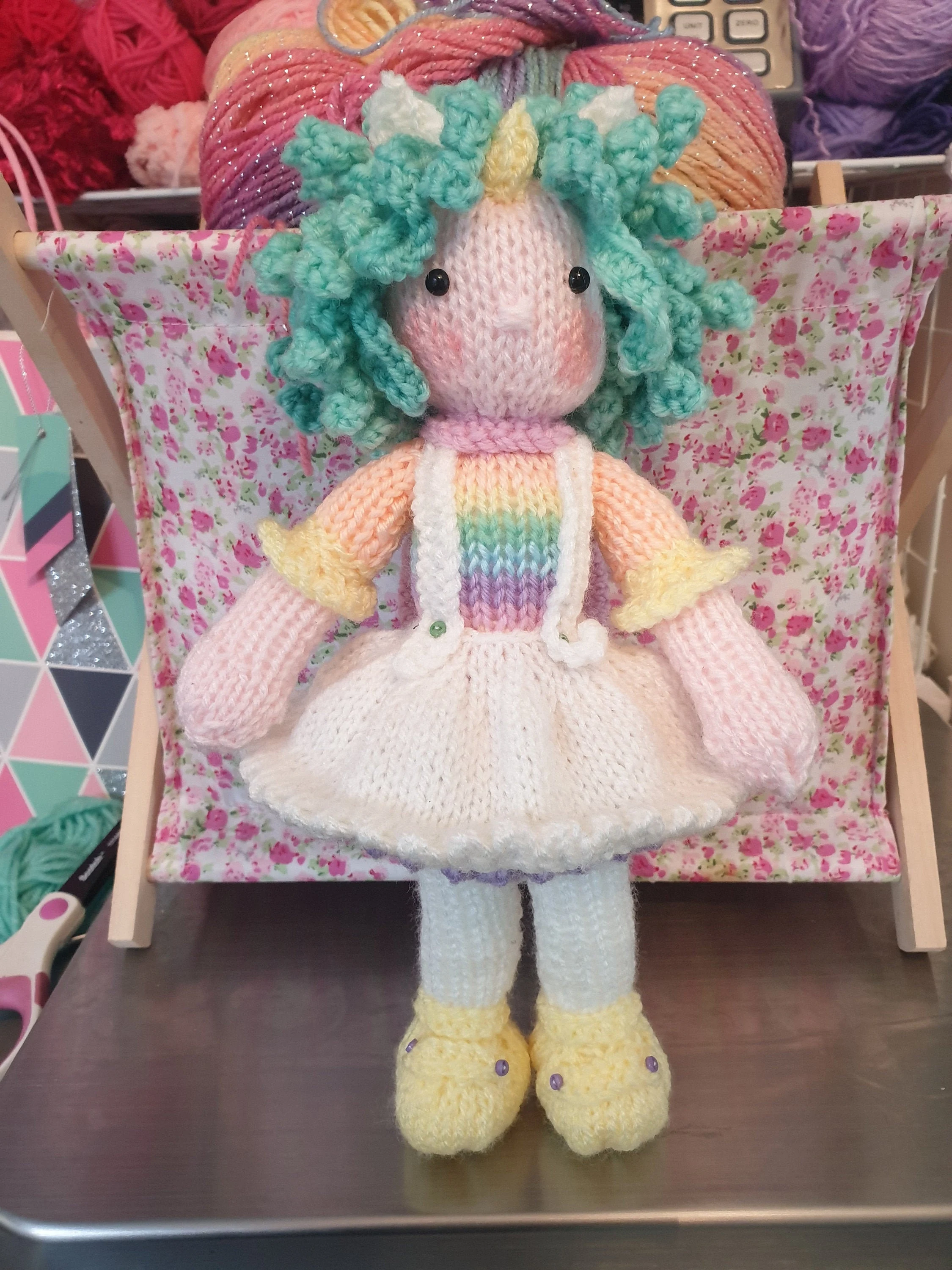 Pastel Unicorn Doll Knitting Pattern – Flat-Knit Unicorn Doll PDF, Easy Cute Plush