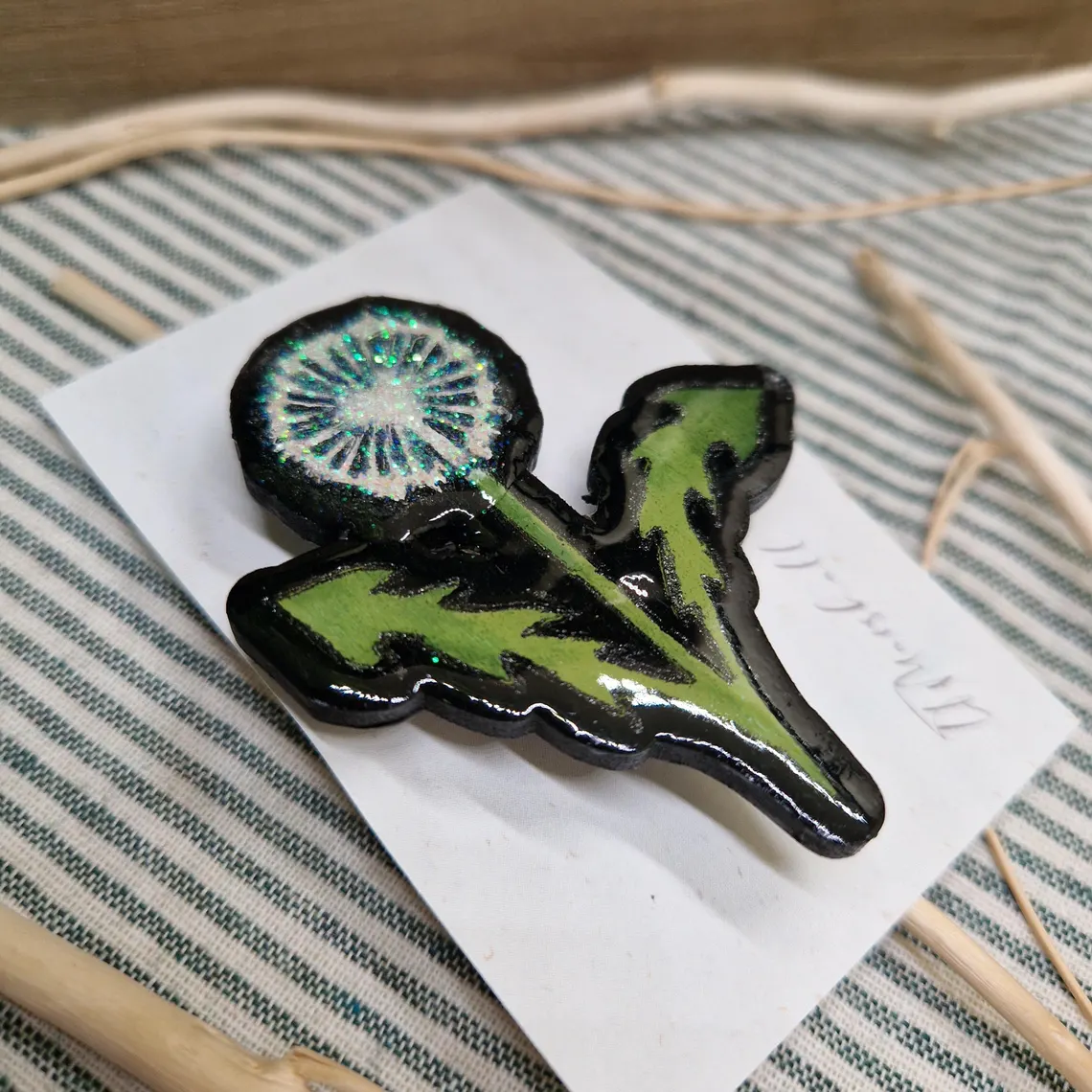 Dandelion Puff Brooch | Handmade Wood & Resin Pin | Botanical Wish Flower | Made in Scotland