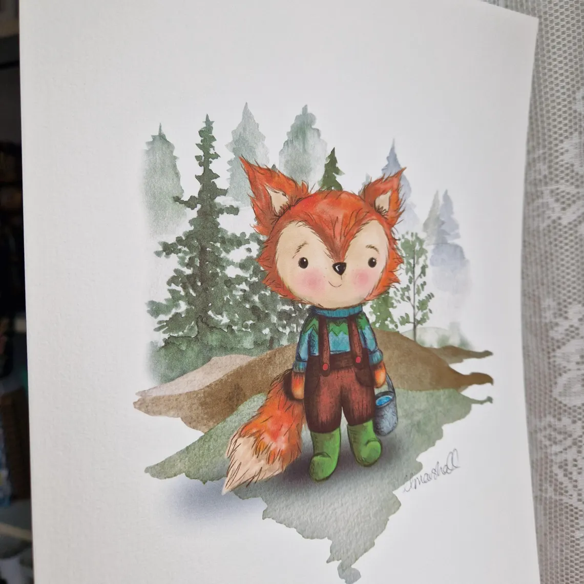 Whimsical Fox Character A4, A5 and A6 Art Print – Woodland Nursery Wall Decor
