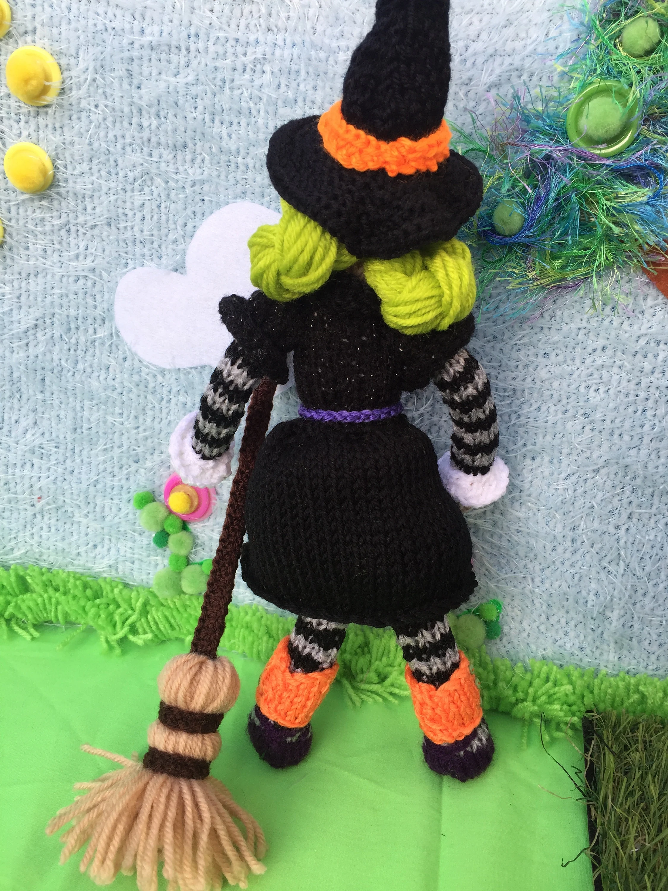 Willow the Witch Doll Knitting Pattern – Flat‑Knit Witch Plush with Broom PDF