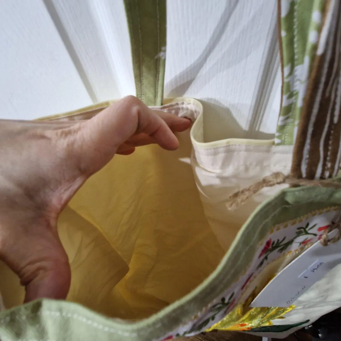 Handmade Appliqu Recycled Sunflower Tote Bag  Eco-Friendly, Stylish Shopping Bag