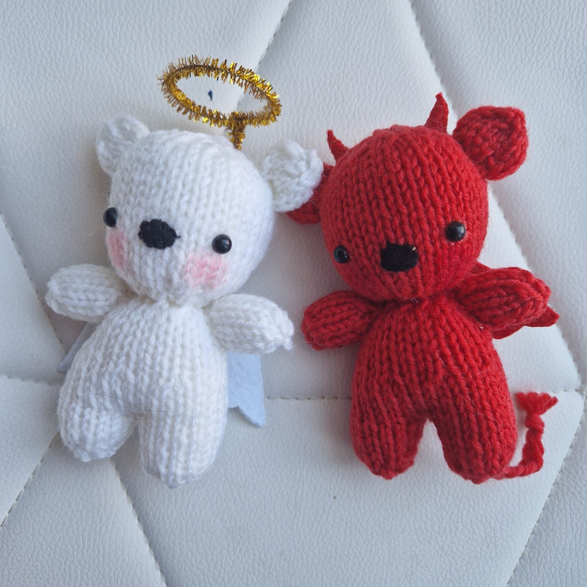 Angel & Devil Mini Bears Knitting Pattern – Cute DIY Teddy Pair, Handmade Soft Toy, Digital PDF Tutorial