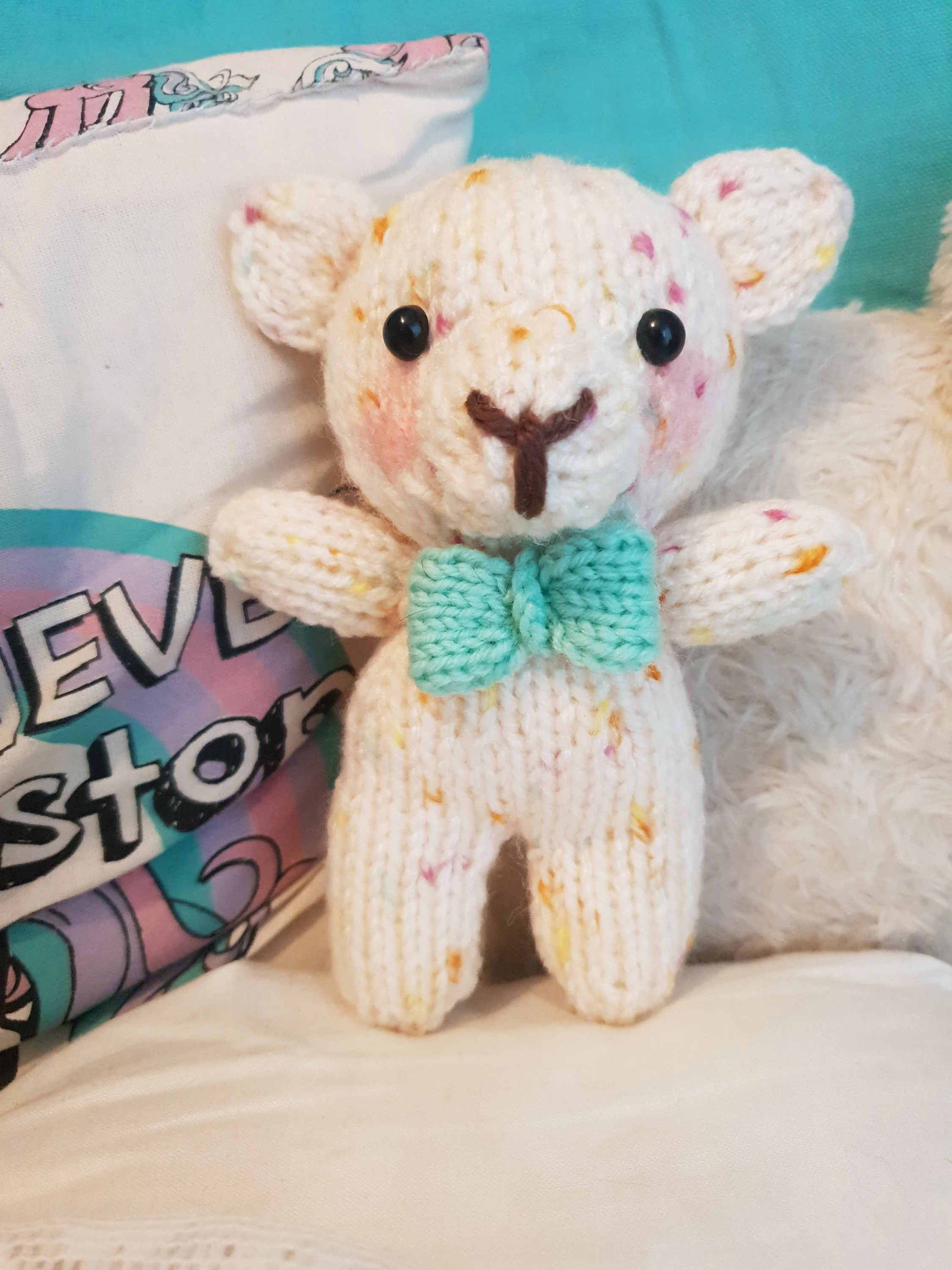 Charity Bear Knitting Pattern – Flat-Knit Mini Bear PDF, Easy Cute Plush