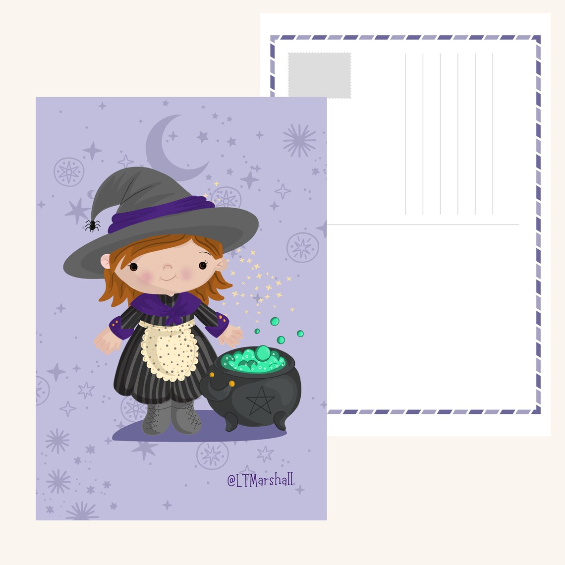 Adorable Dollies Postcard – Cute Illustrated Girl Characters | Original Art Stationery by LTMarshall