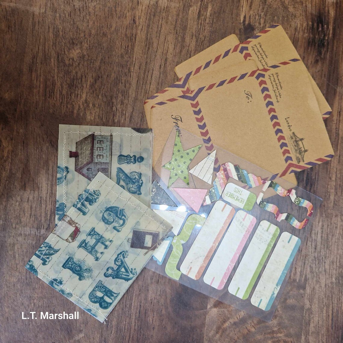 Handmade Junk Journaling Kit Vintage Muted | Ephemera, Stickers, Papers & Envelopes for Scrapbooking